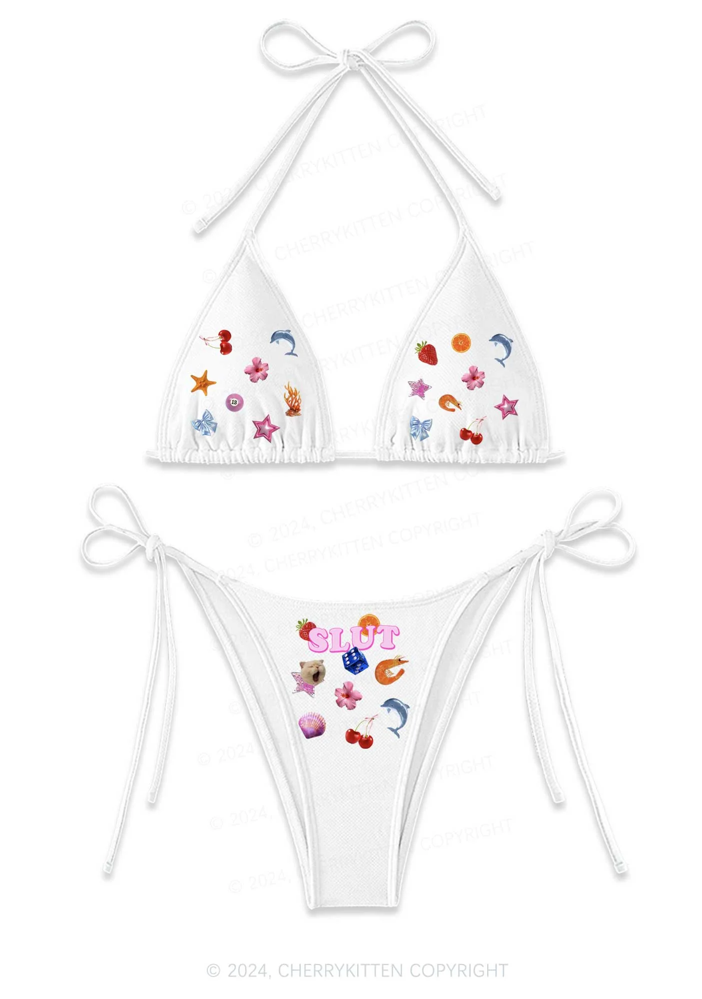 Collage Slxt Y2K Halter Triangle Bikini Set Cherrykitten - Image 2