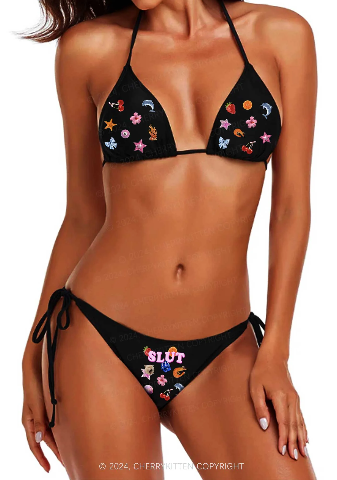 Collage Slxt Y2K Halter Triangle Bikini Set Cherrykitten - Image 3