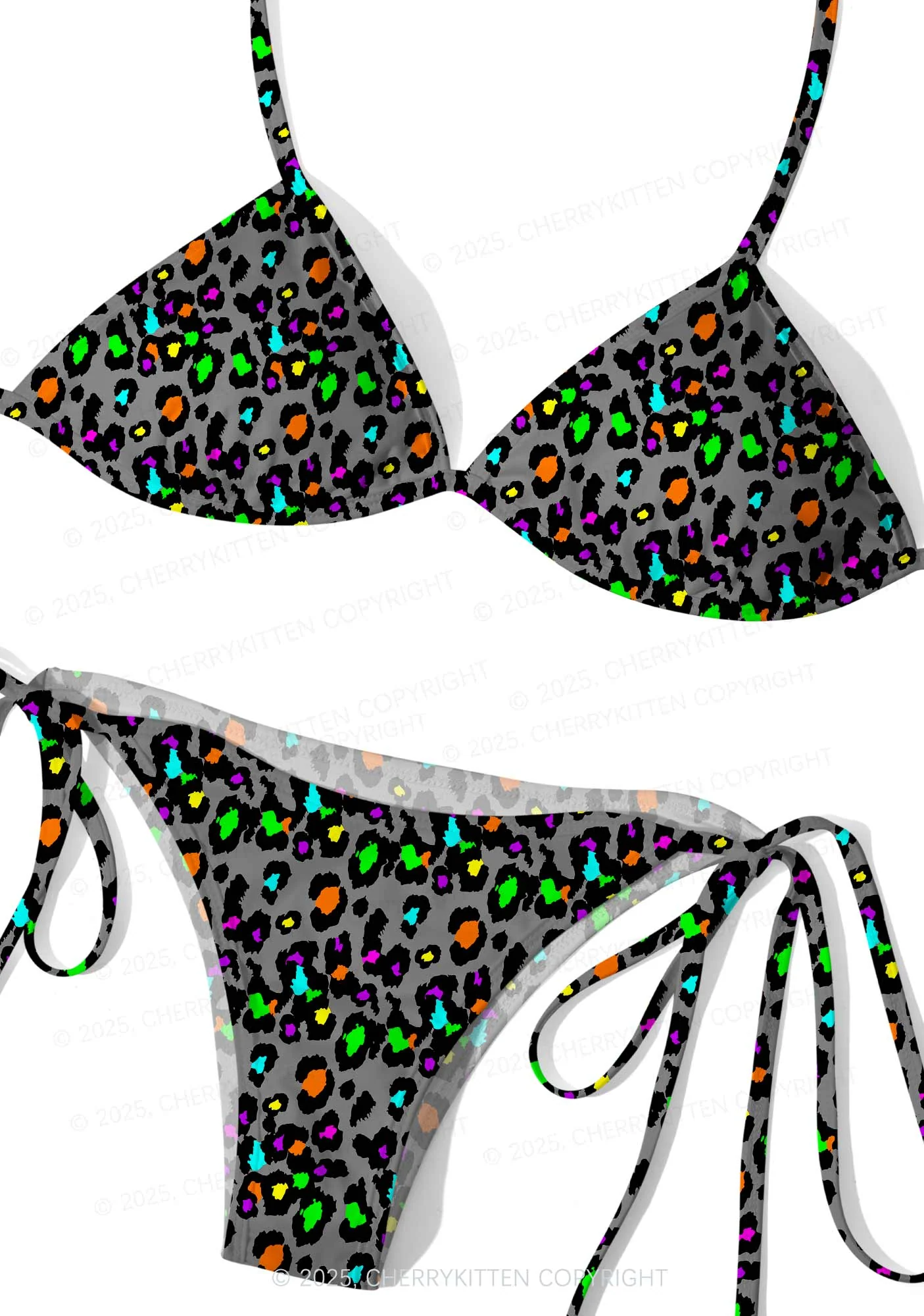 Color Leopard Y2K Print Bikini Set Cherrykitten - Image 2