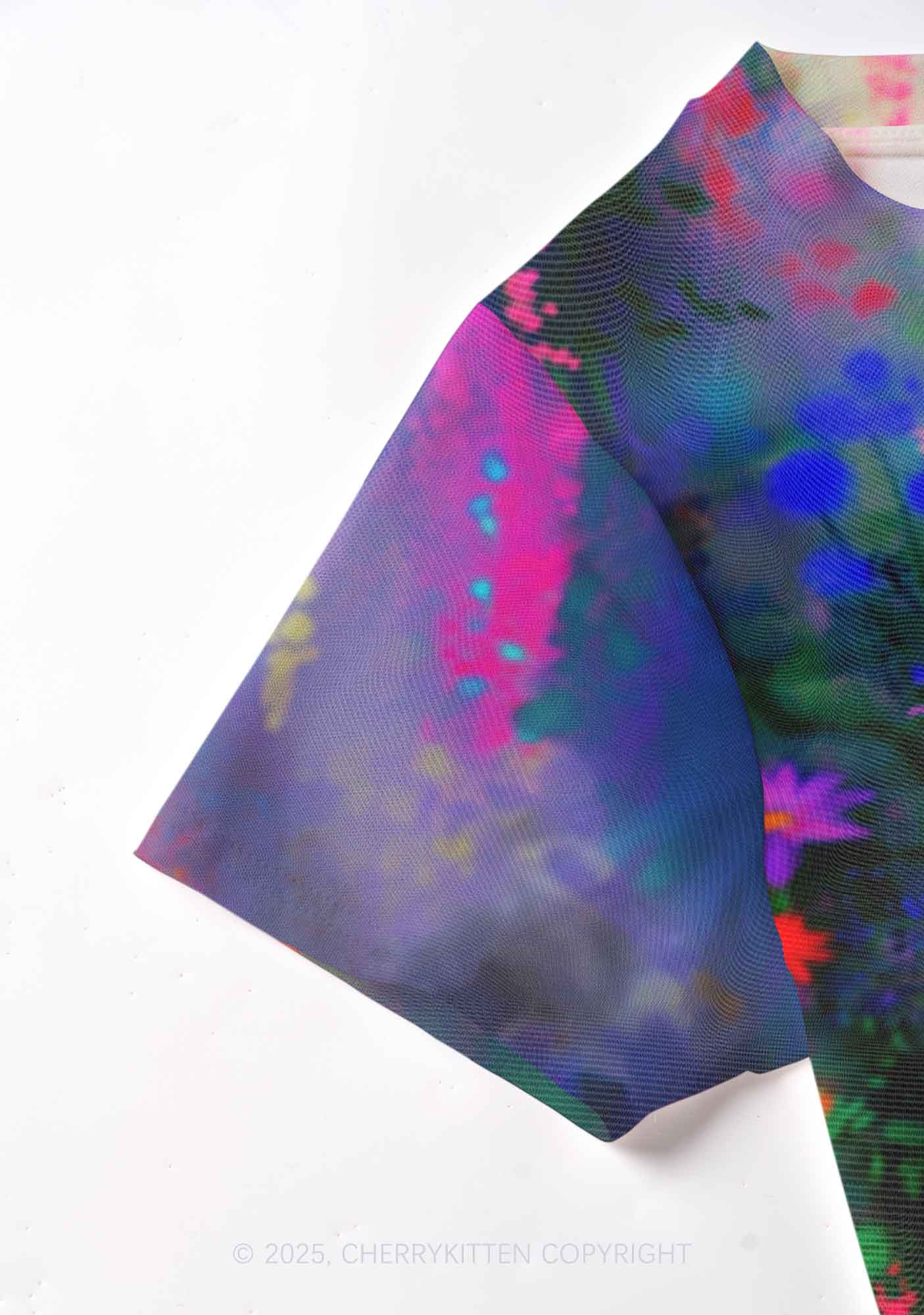Colorful Daisies Y2K Mesh Crop Top Cherrykitten - Image 4