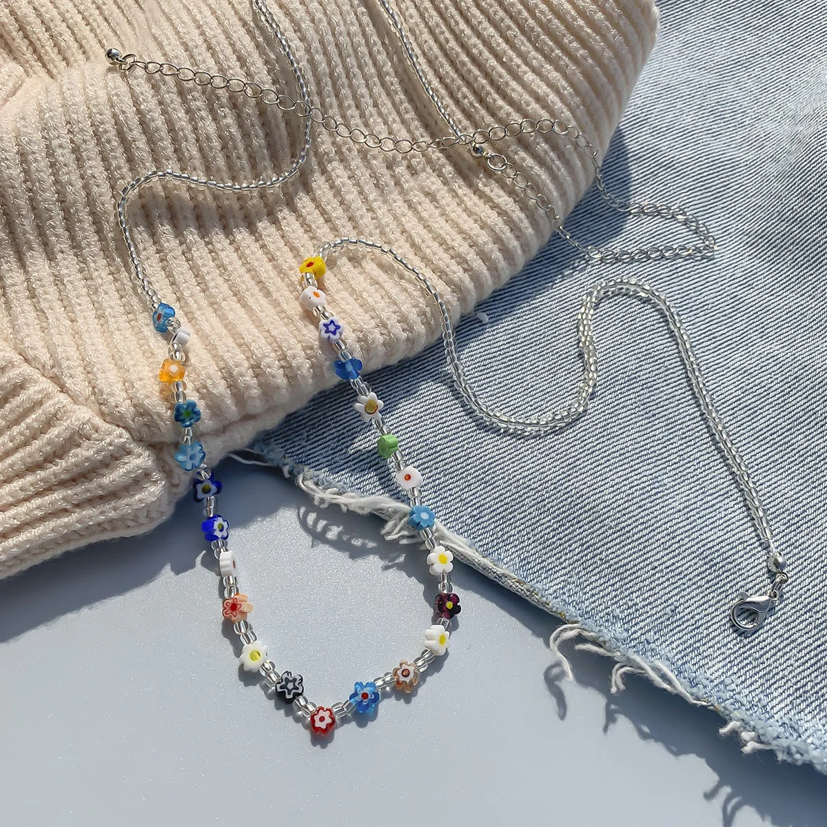Colorful Daisy Bead Woven Single Layer Waist Chain - Image 5