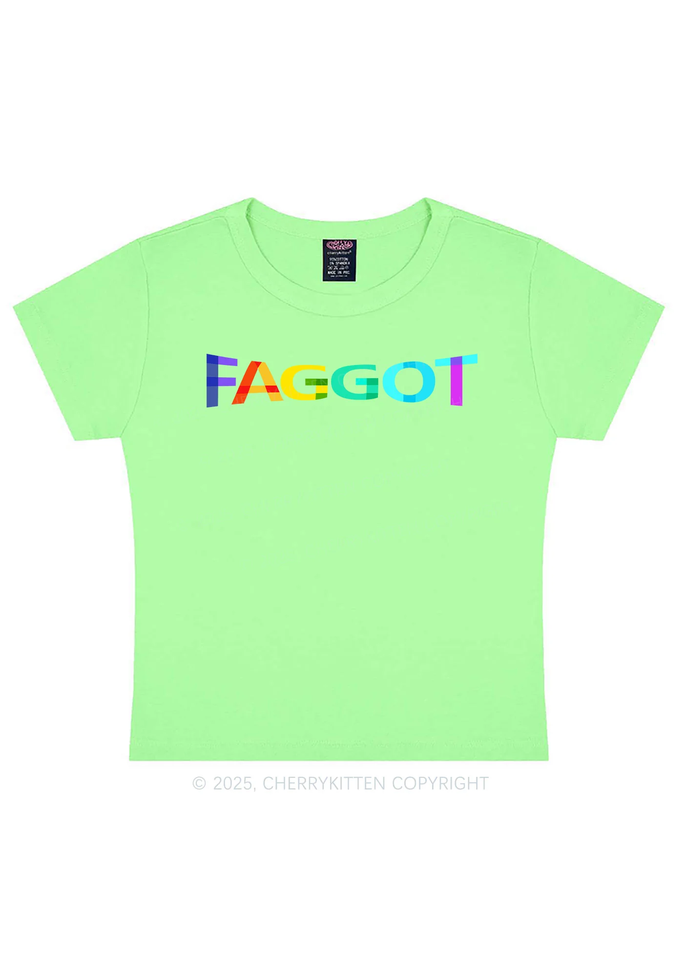 Colorful Faggot Pride Y2K Baby Tee Cherrykitten - Image 10