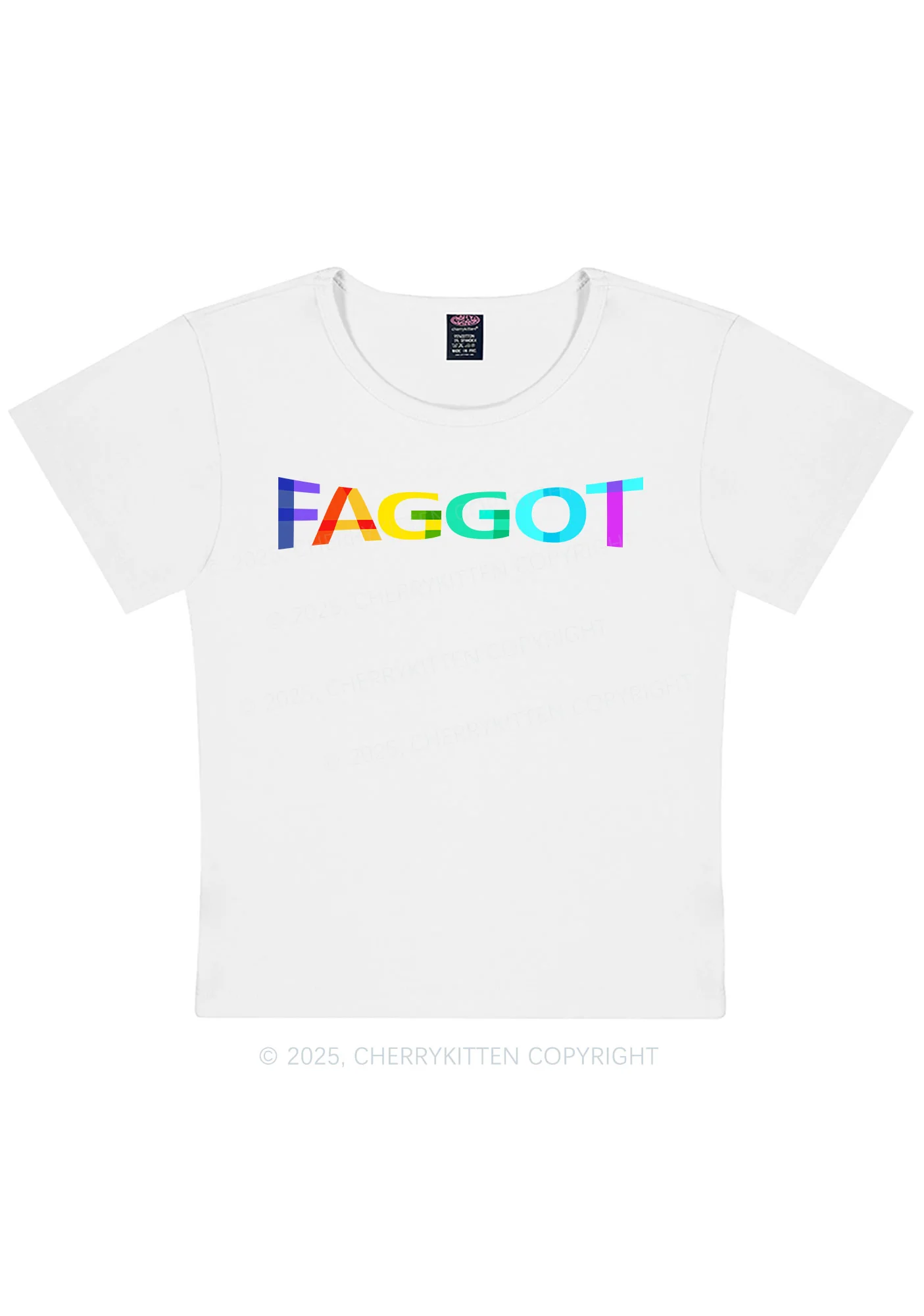 Colorful Faggot Pride Y2K Baby Tee Cherrykitten - Image 4