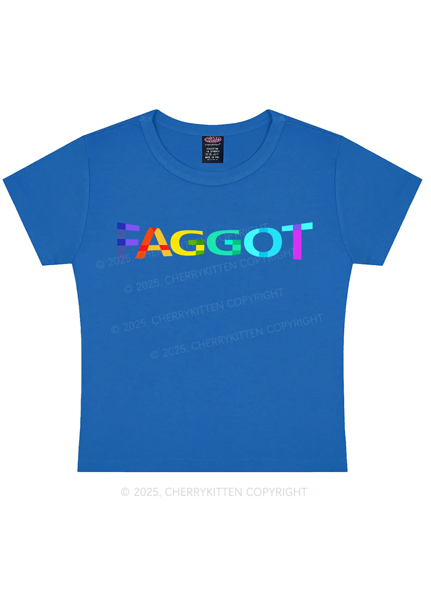 Colorful Faggot Pride Y2K Baby Tee Cherrykitten - Image 8