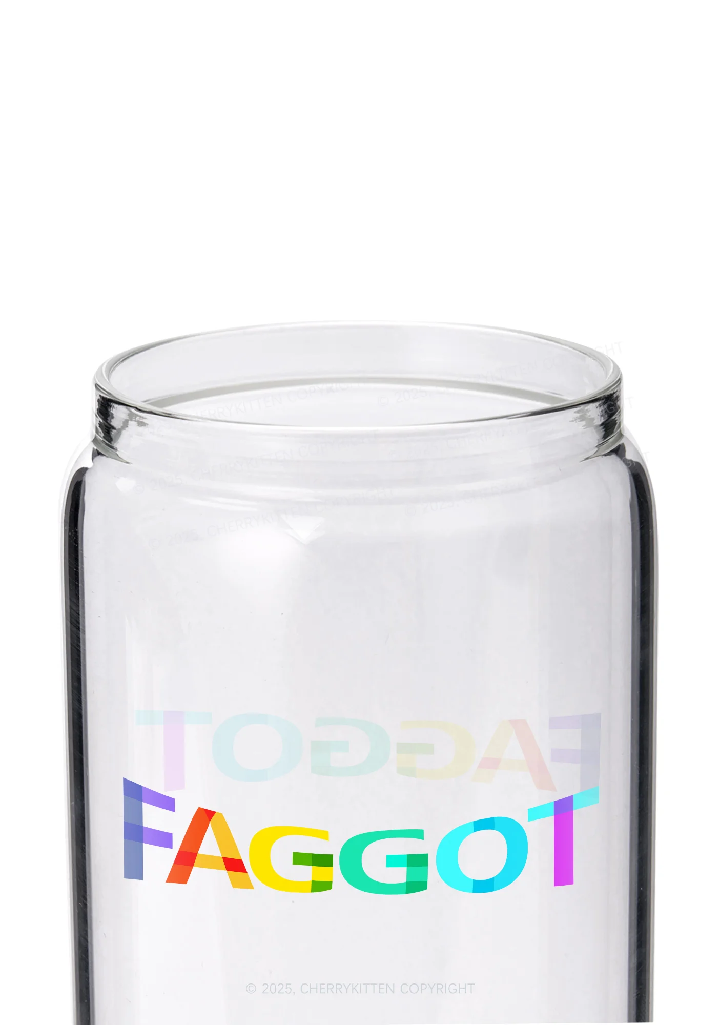 Colorful Faggot Pride Y2K Printed Glass Cup Cherrykitten - Image 2