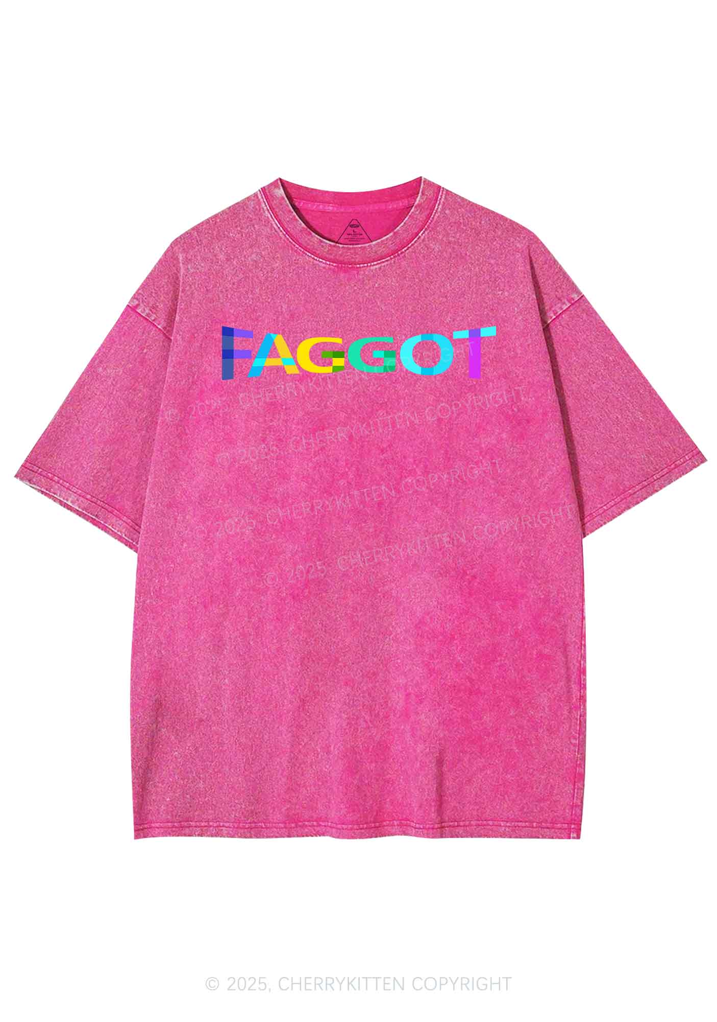 Colorful Faggot Pride Y2K Shirts Washed Tee Cherrykitten - Image 4
