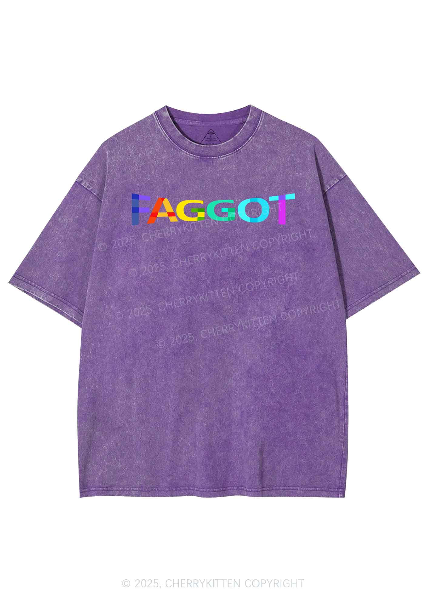 Colorful Faggot Pride Y2K Shirts Washed Tee Cherrykitten - Image 5