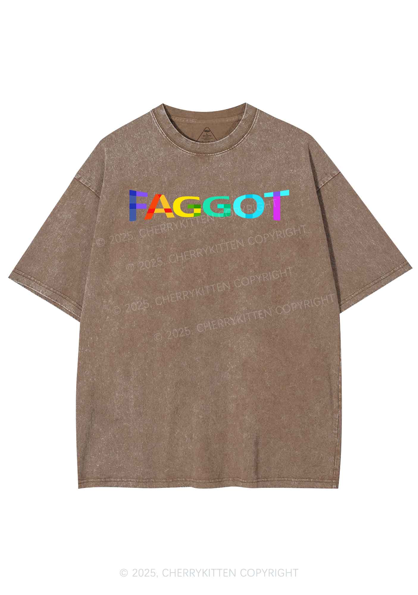 Colorful Faggot Pride Y2K Shirts Washed Tee Cherrykitten - Image 6