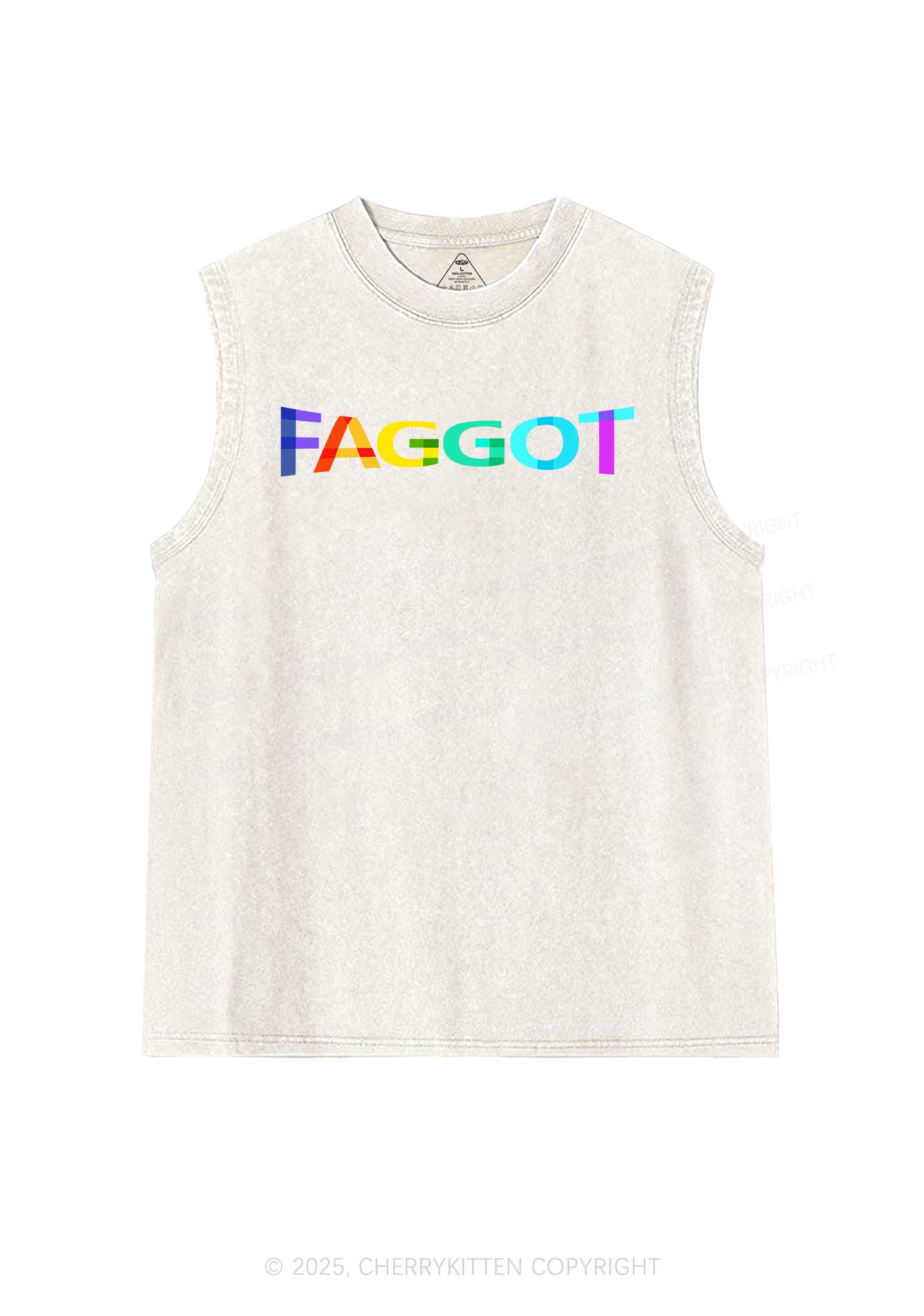 Colorful Faggot Pride Y2K Washed Muscle Tank Cherrykitten - Image 4