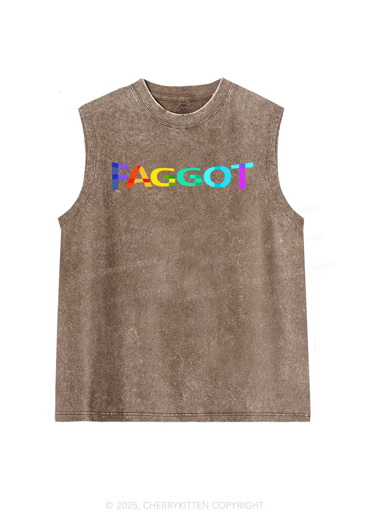Colorful Faggot Pride Y2K Washed Muscle Tank Cherrykitten - Image 6