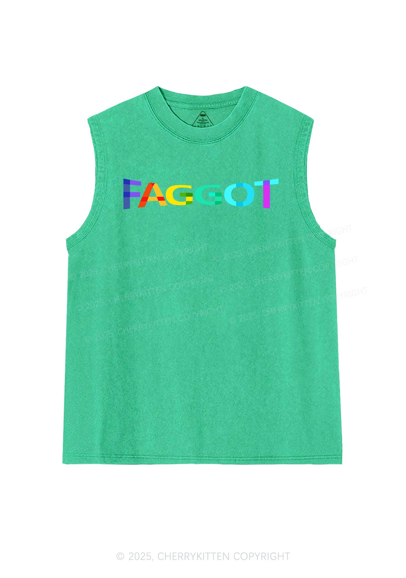 Colorful Faggot Pride Y2K Washed Muscle Tank Cherrykitten - Image 7