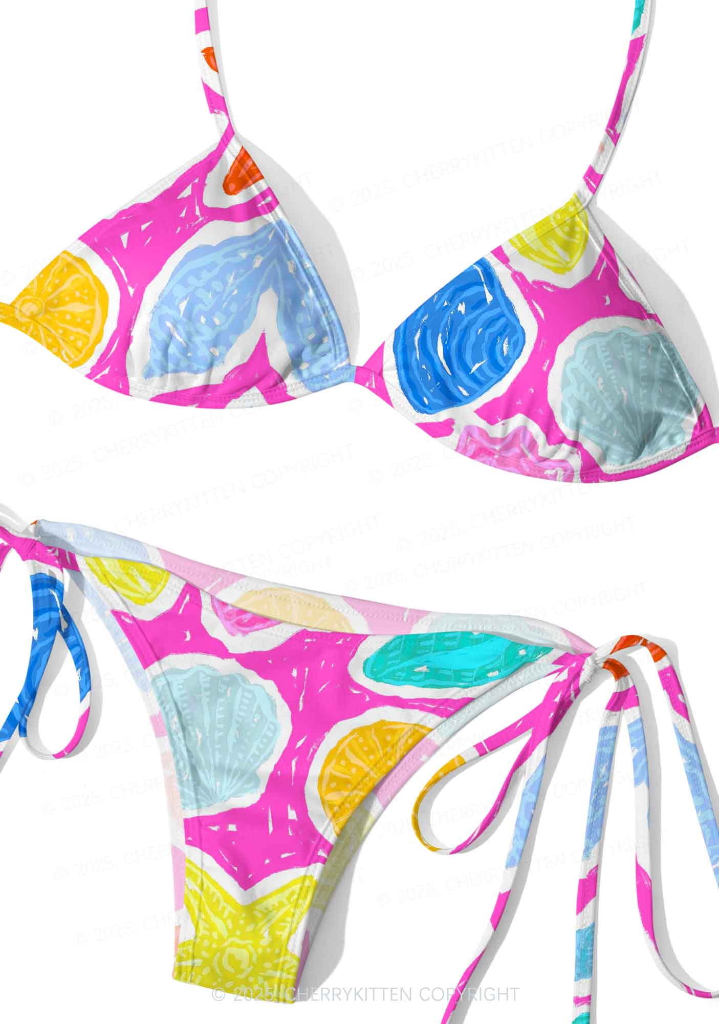 Colorful Seashell Y2K Print Bikini Set Cherrykitten - Image 3