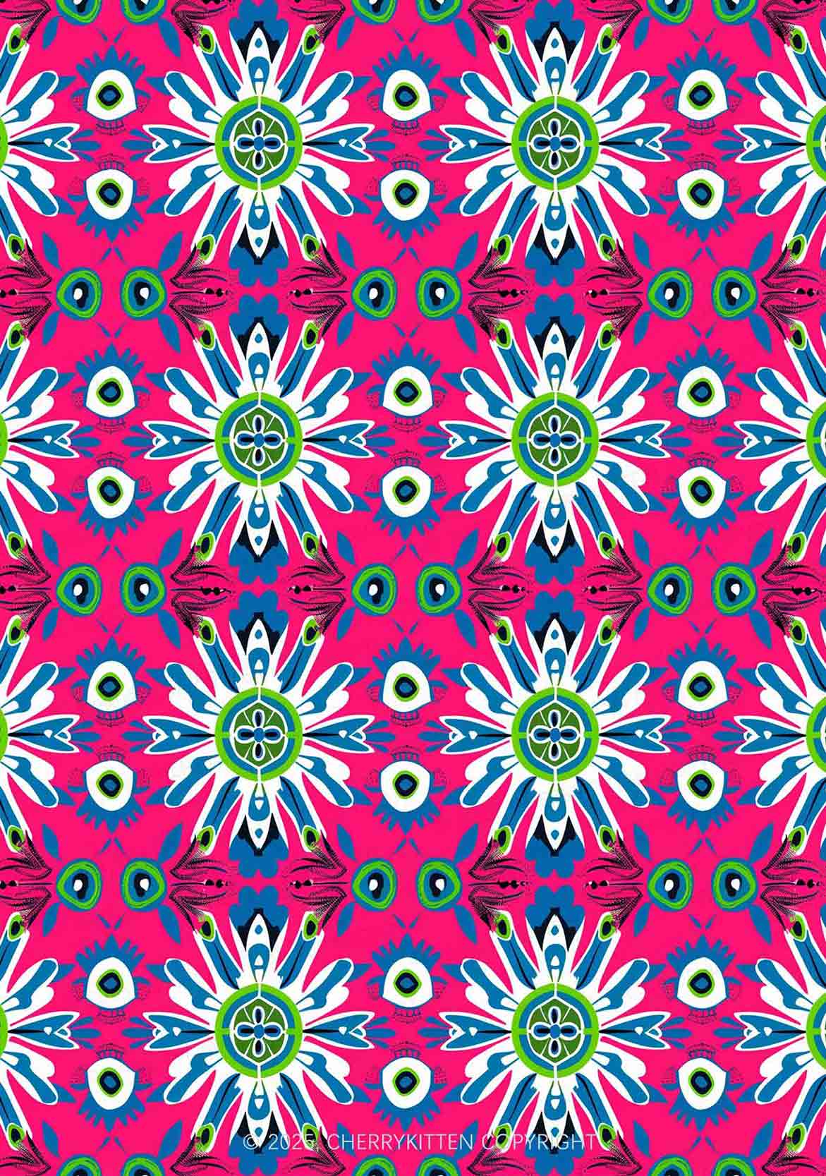 Colorful Symmetric Blooms Y2K Print Bikini Set Cherrykitten - Image 2