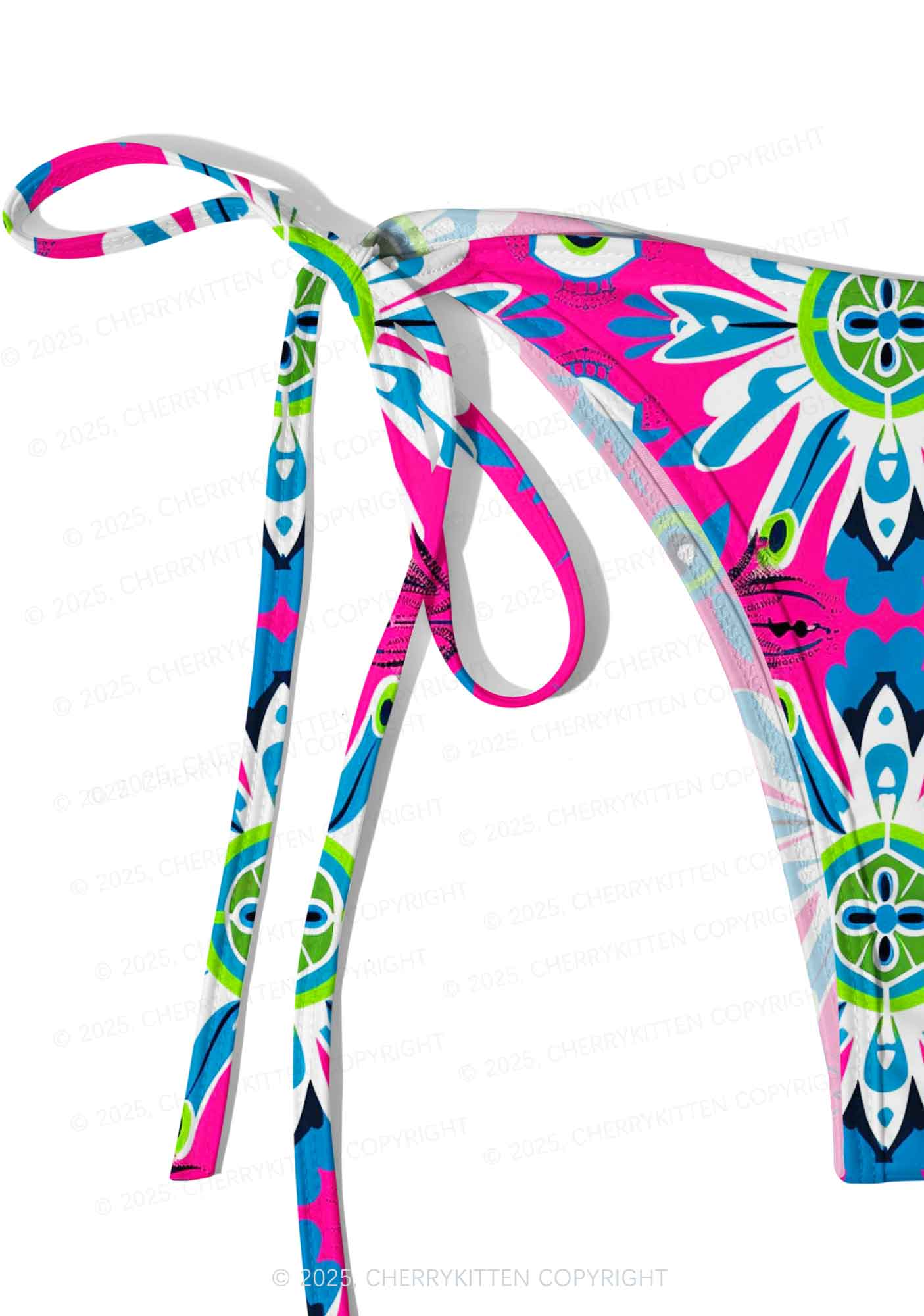Colorful Symmetric Blooms Y2K Print Bikini Set Cherrykitten - Image 5