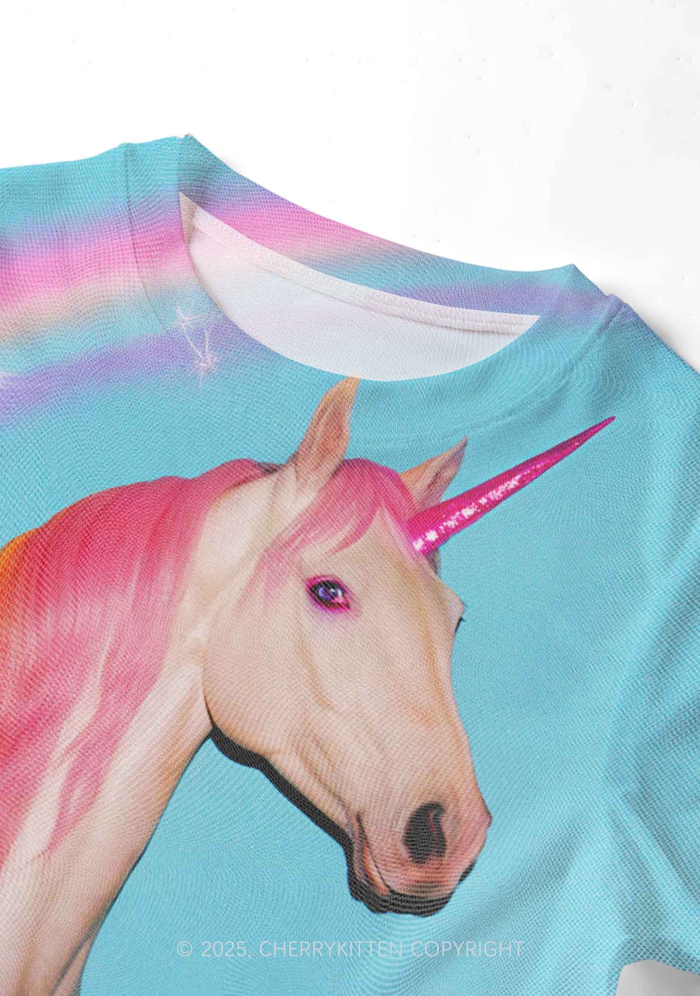 Colorful Unicorn Y2K Mesh Crop Top Cherrykitten - Image 3