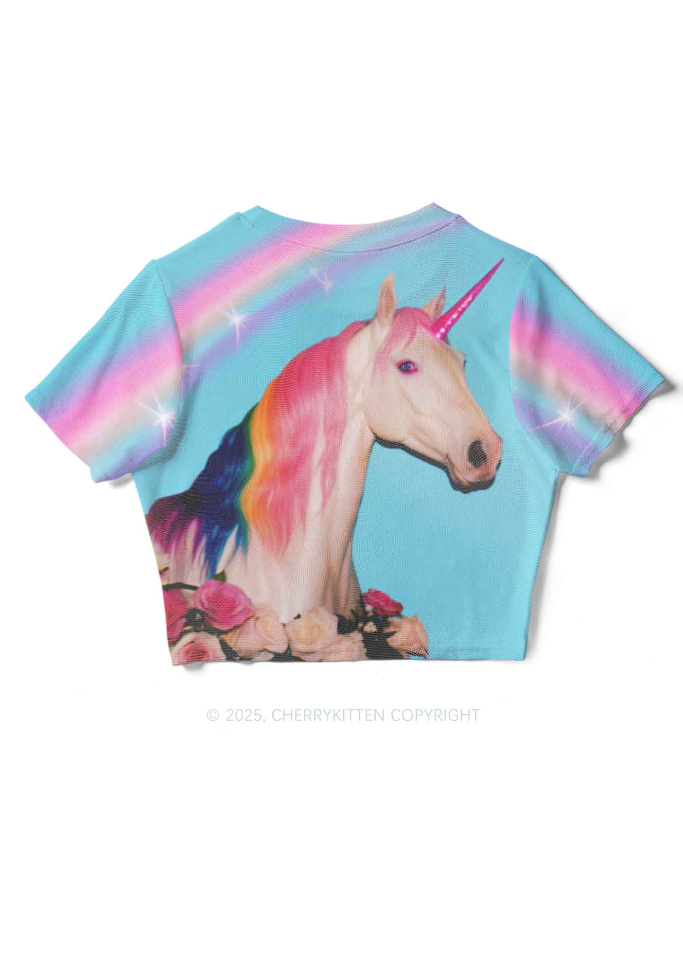 Colorful Unicorn Y2K Mesh Crop Top Cherrykitten - Image 5