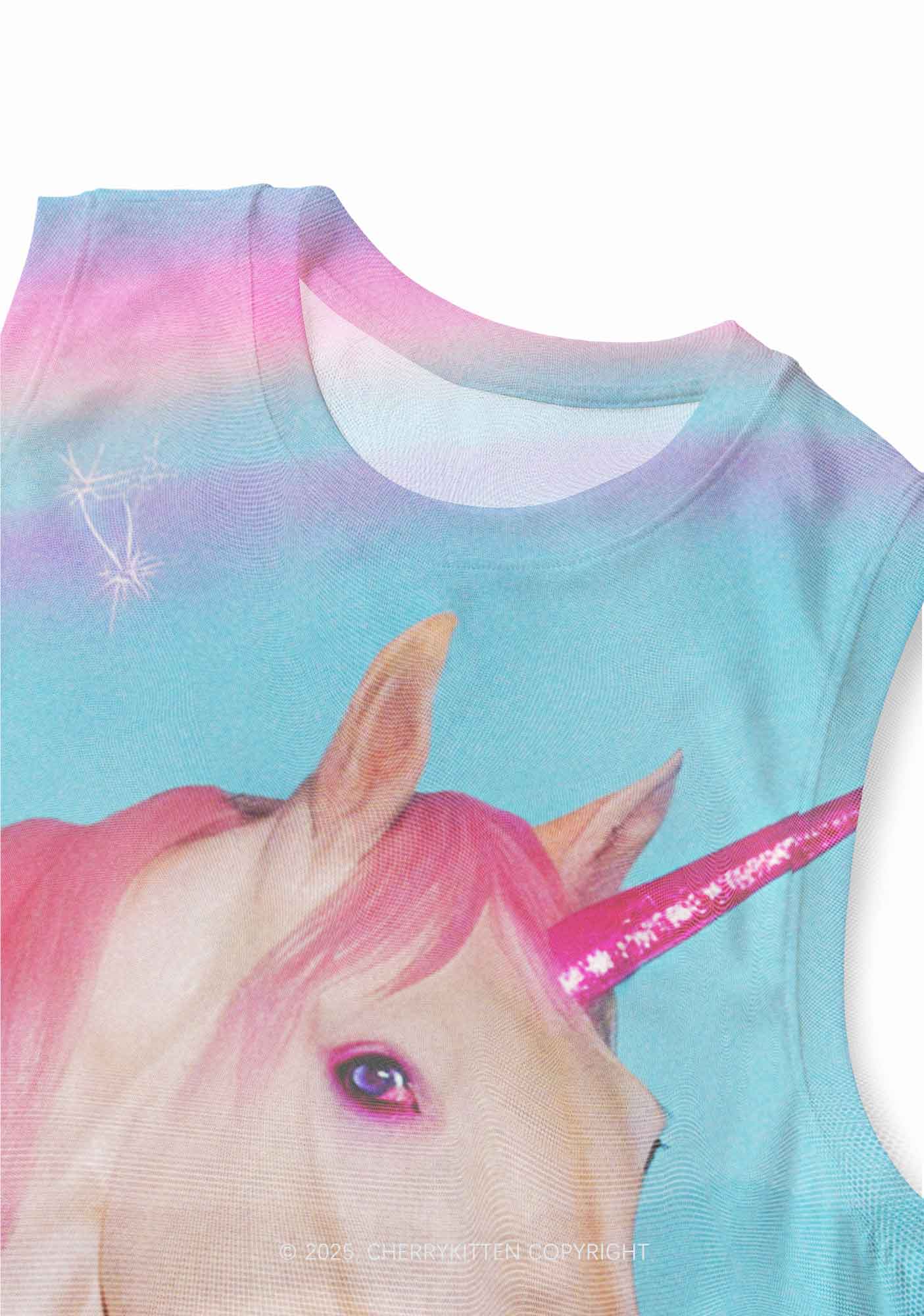 Colorful Unicorn Y2K Mesh Muscle Tank Cherrykitten - Image 3