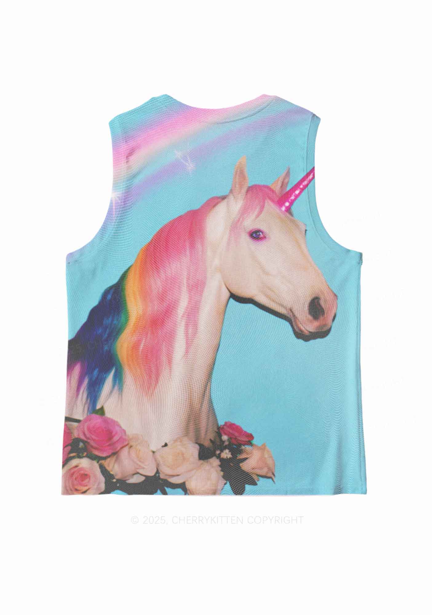 Colorful Unicorn Y2K Mesh Muscle Tank Cherrykitten - Image 4