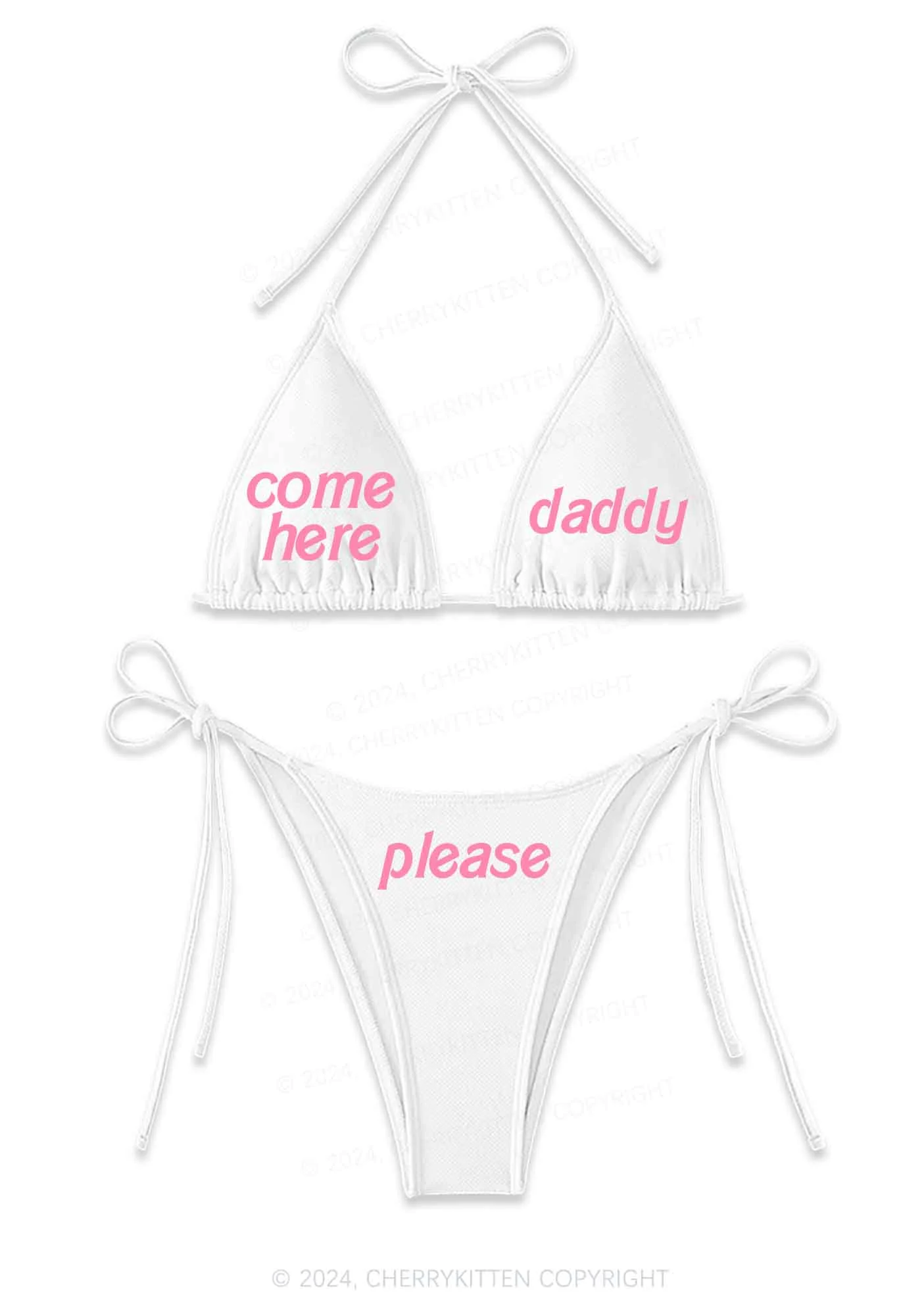 Come Here Daddy Y2K Halter Triangle Bikini Set Cherrykitten - Image 3