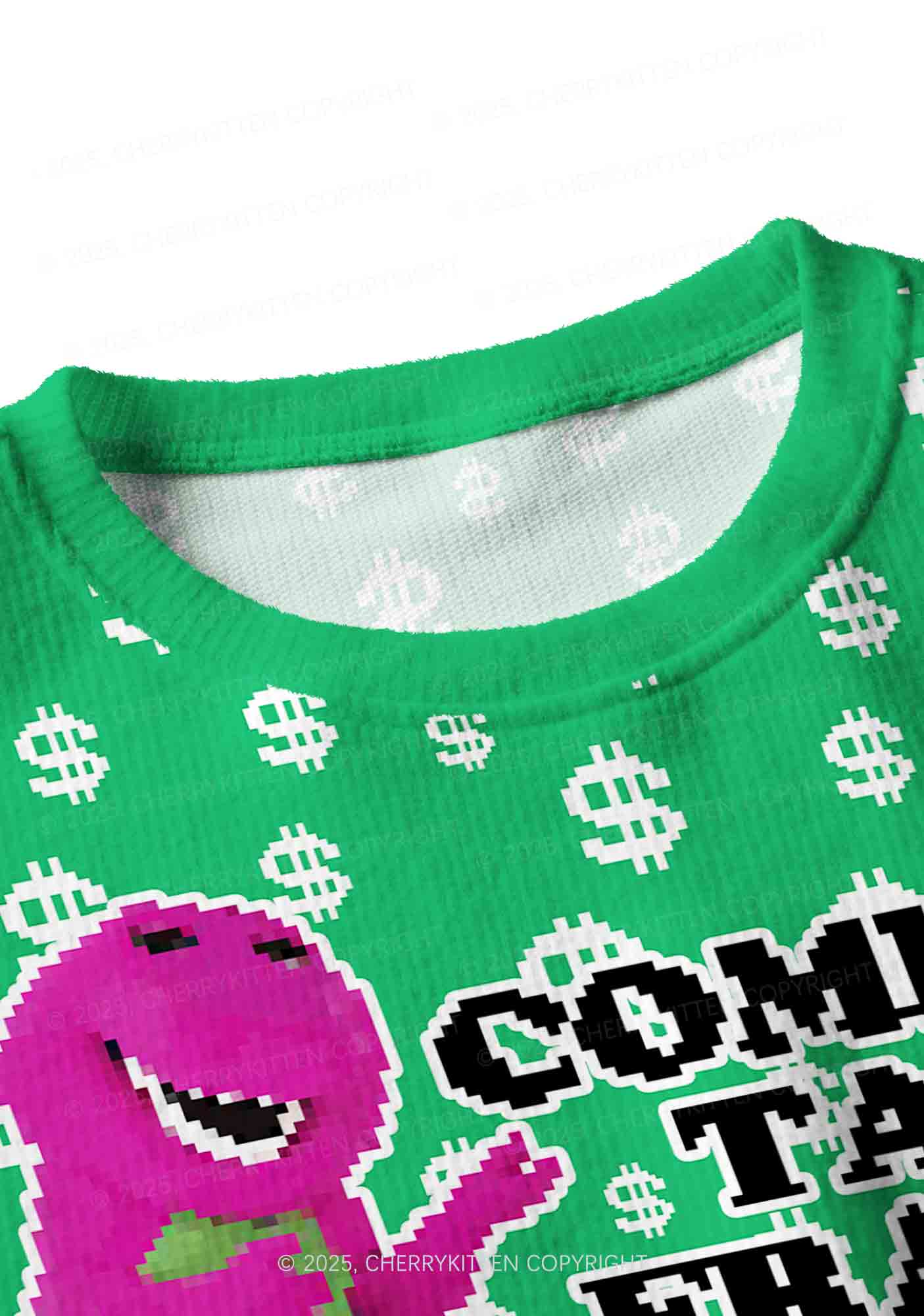 Commit Tax Fraud Y2K Christmas Crop Knit Sweatshirt Cherrykitten - Image 4