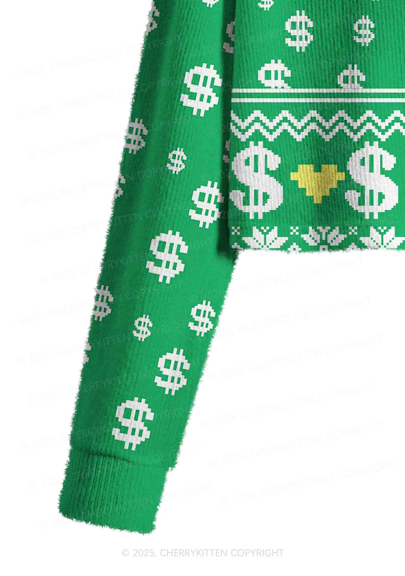 Commit Tax Fraud Y2K Christmas Crop Knit Sweatshirt Cherrykitten - Image 5