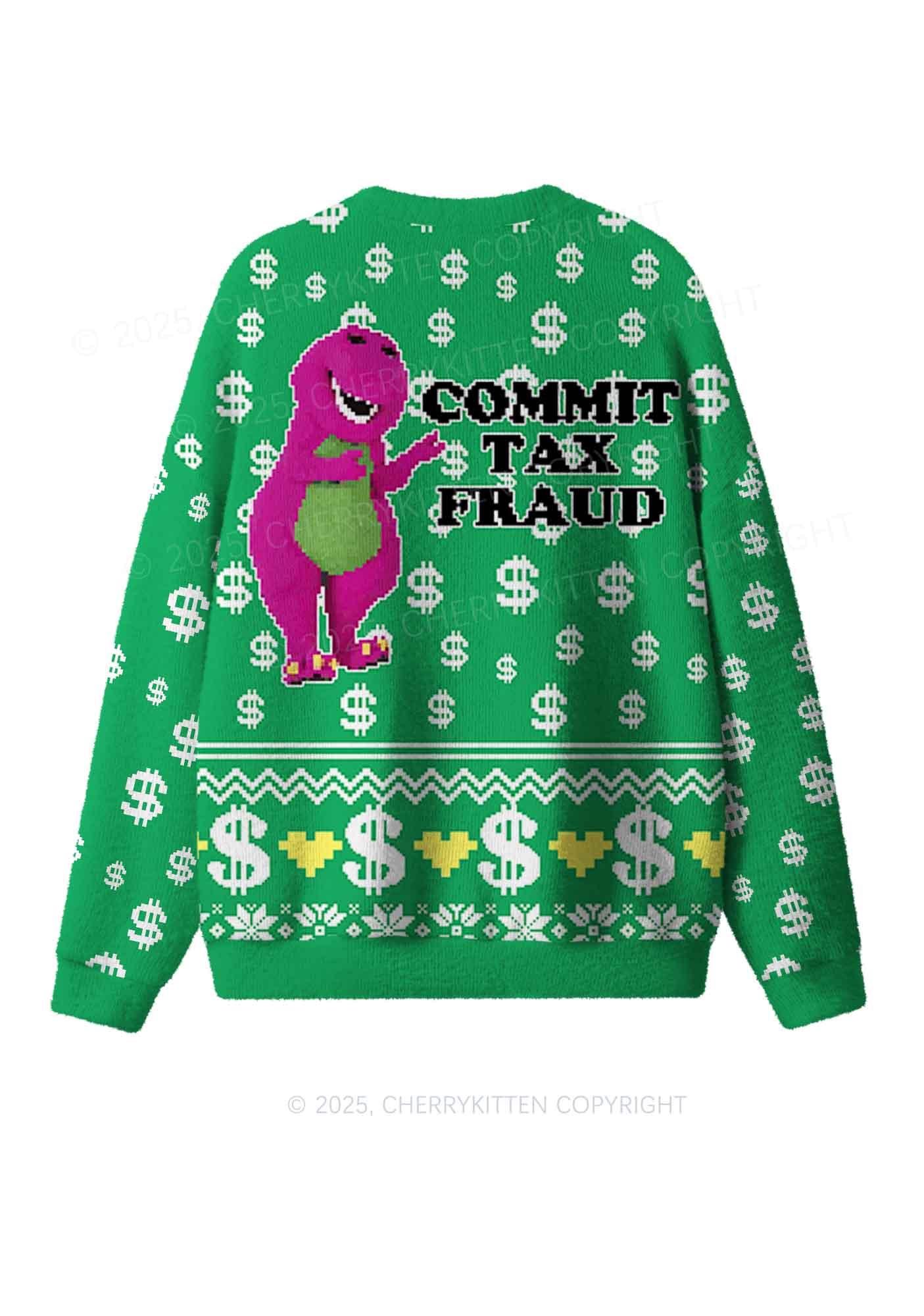 Commit Tax Fraud Y2K Christmas Knit Sweatshirt Cherrykitten - Image 2