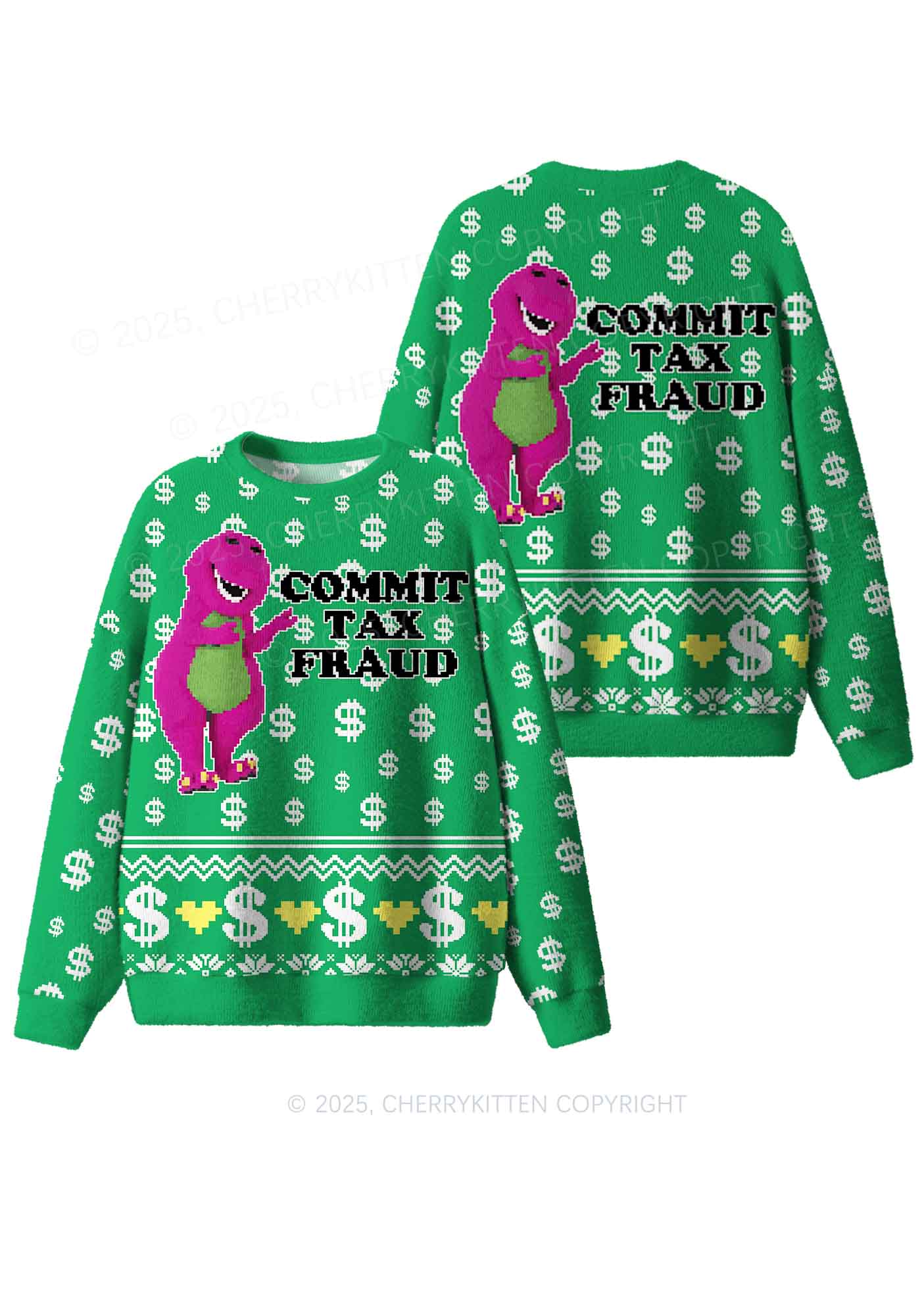 Commit Tax Fraud Y2K Christmas Knit Sweatshirt Cherrykitten - Image 3