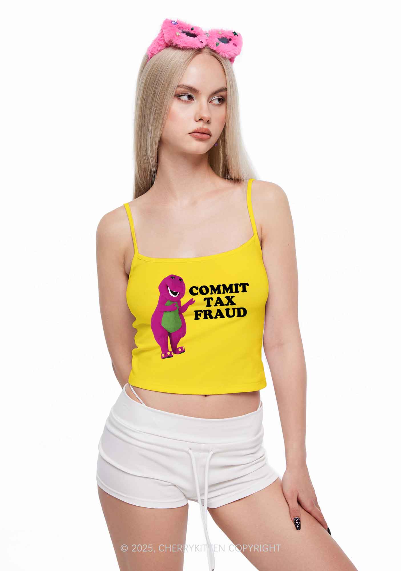 Commit Tax Fraud Y2K Spaghetti Strap Cami Cherrykitten - Image 2