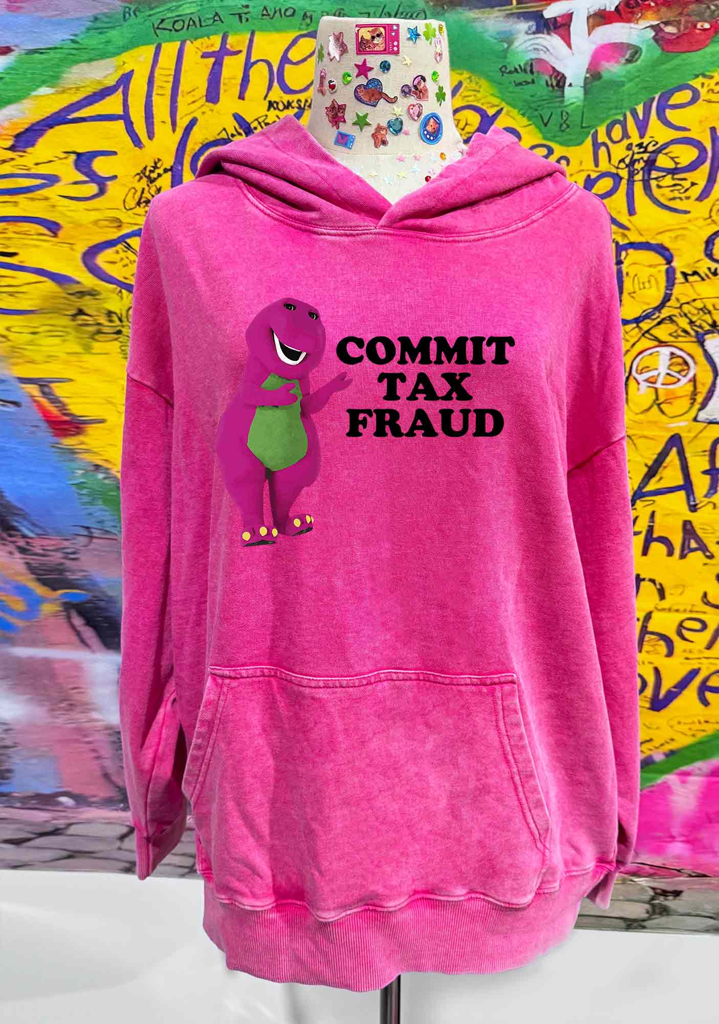 Commit Tax Fraud Y2K Washed Hoodie Cherrykitten - Image 2