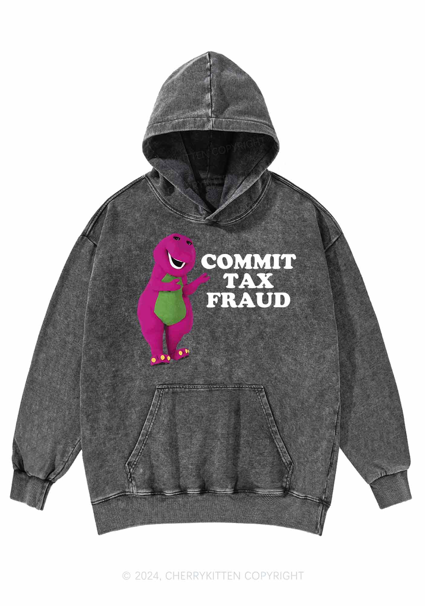Commit Tax Fraud Y2K Washed Hoodie Cherrykitten - Image 3