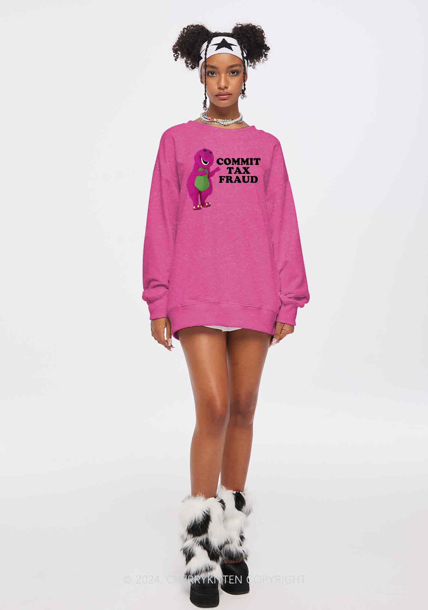 Commit Tax Fraud Y2K Washed Sweatshirts Cherrykitten - Image 2