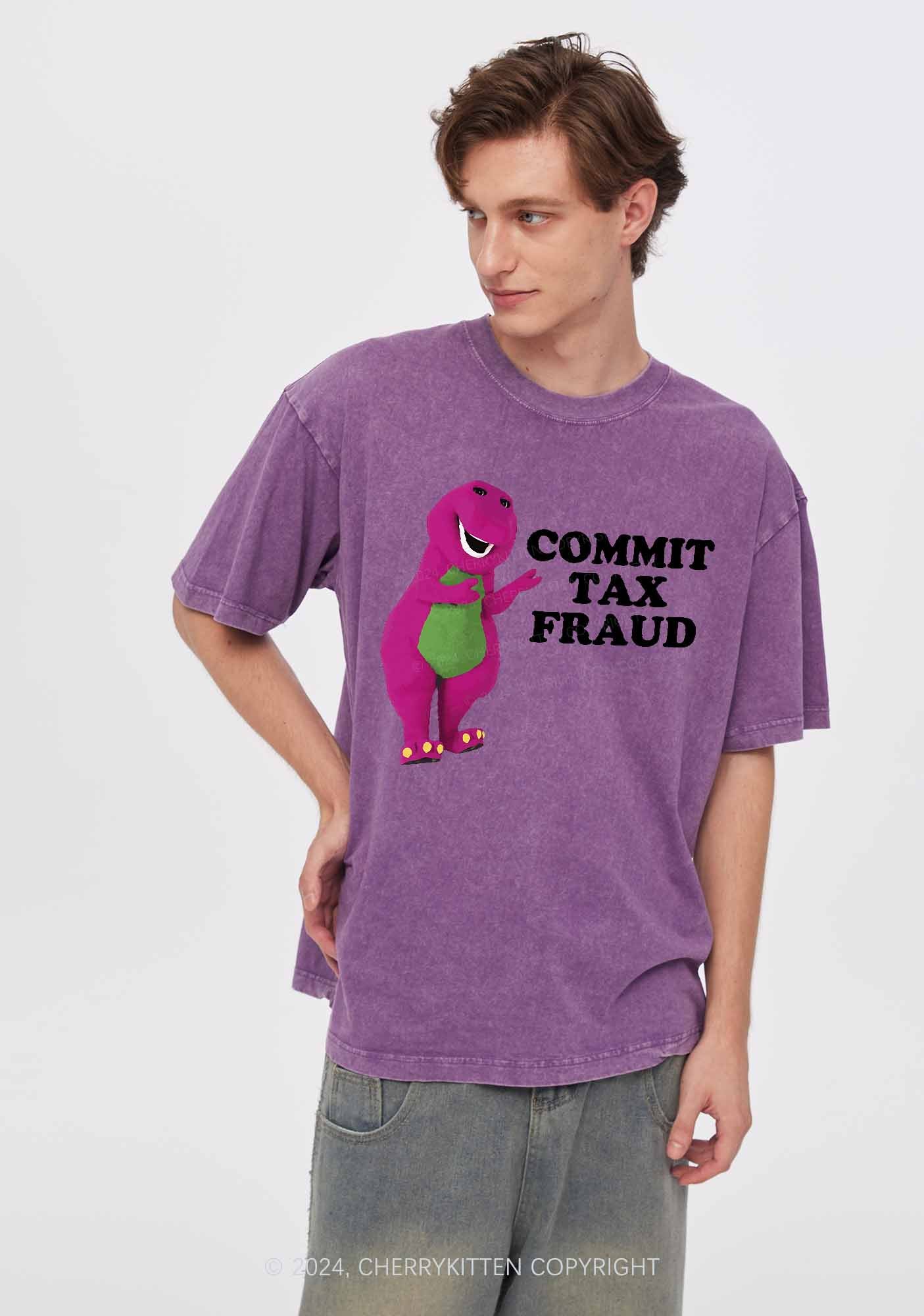 Commit Tax Fraud Y2K Washed Tee Cherrykitten - Image 3