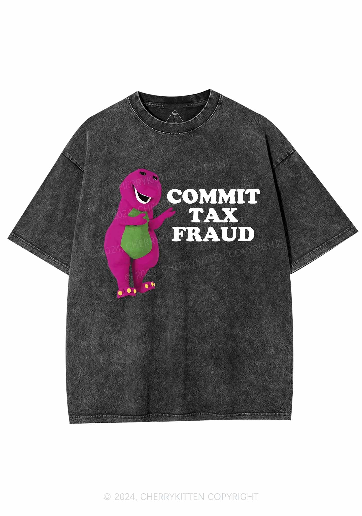 Commit Tax Fraud Y2K Washed Tee Cherrykitten - Image 4