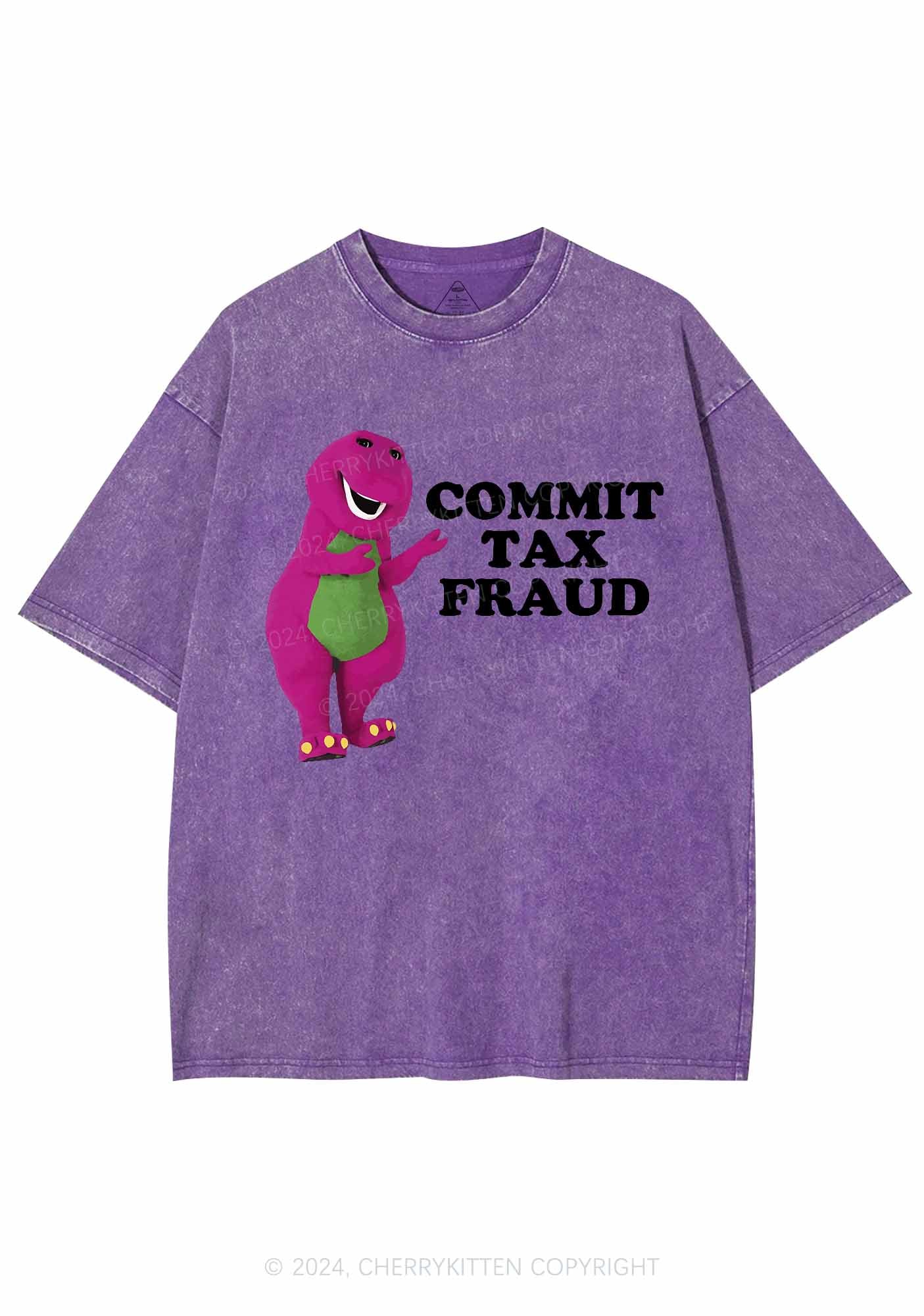 Commit Tax Fraud Y2K Washed Tee Cherrykitten - Image 6