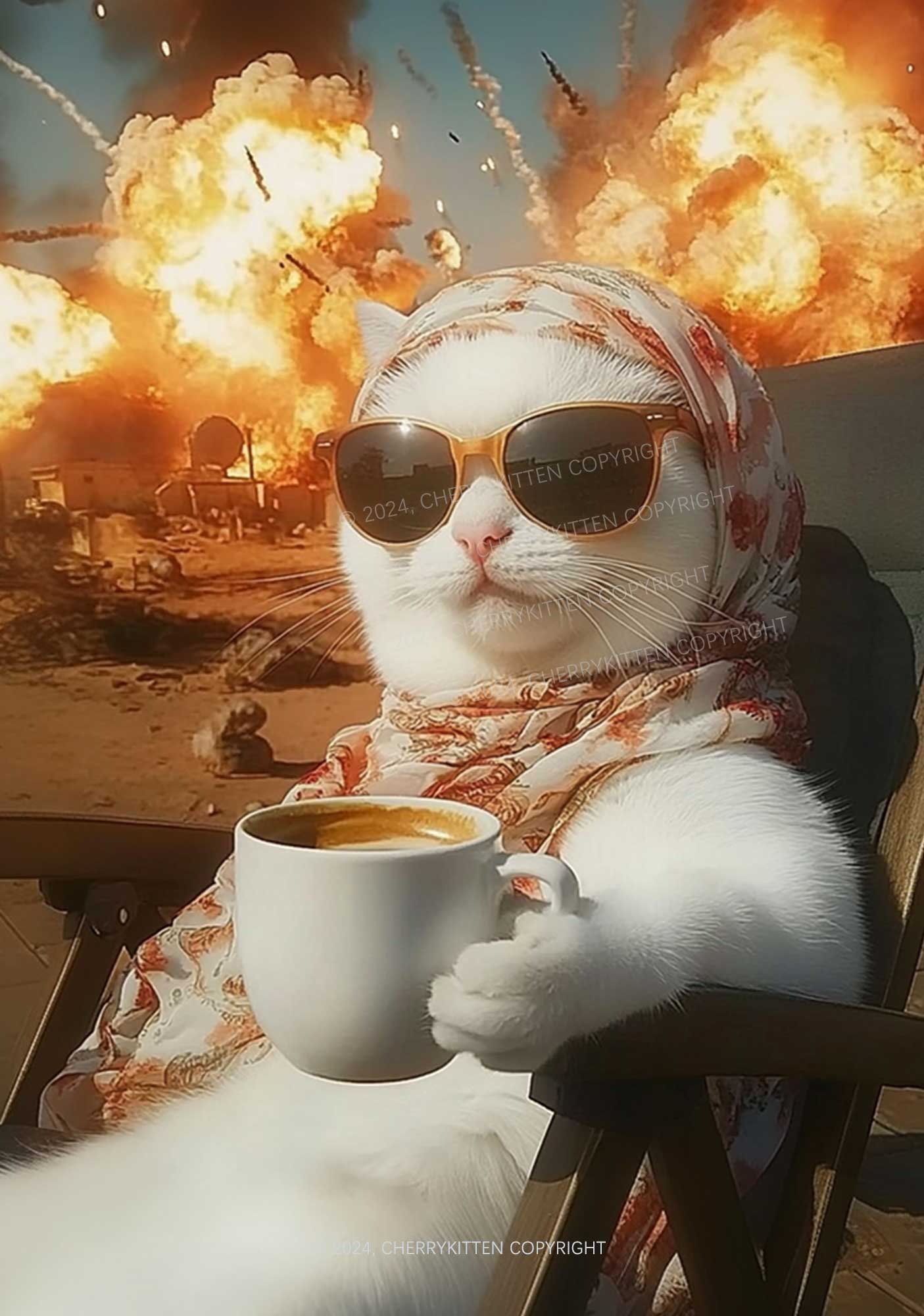 Cool Cat Enjoying Coffee Y2K Phone Case Cherrykitten - Image 2