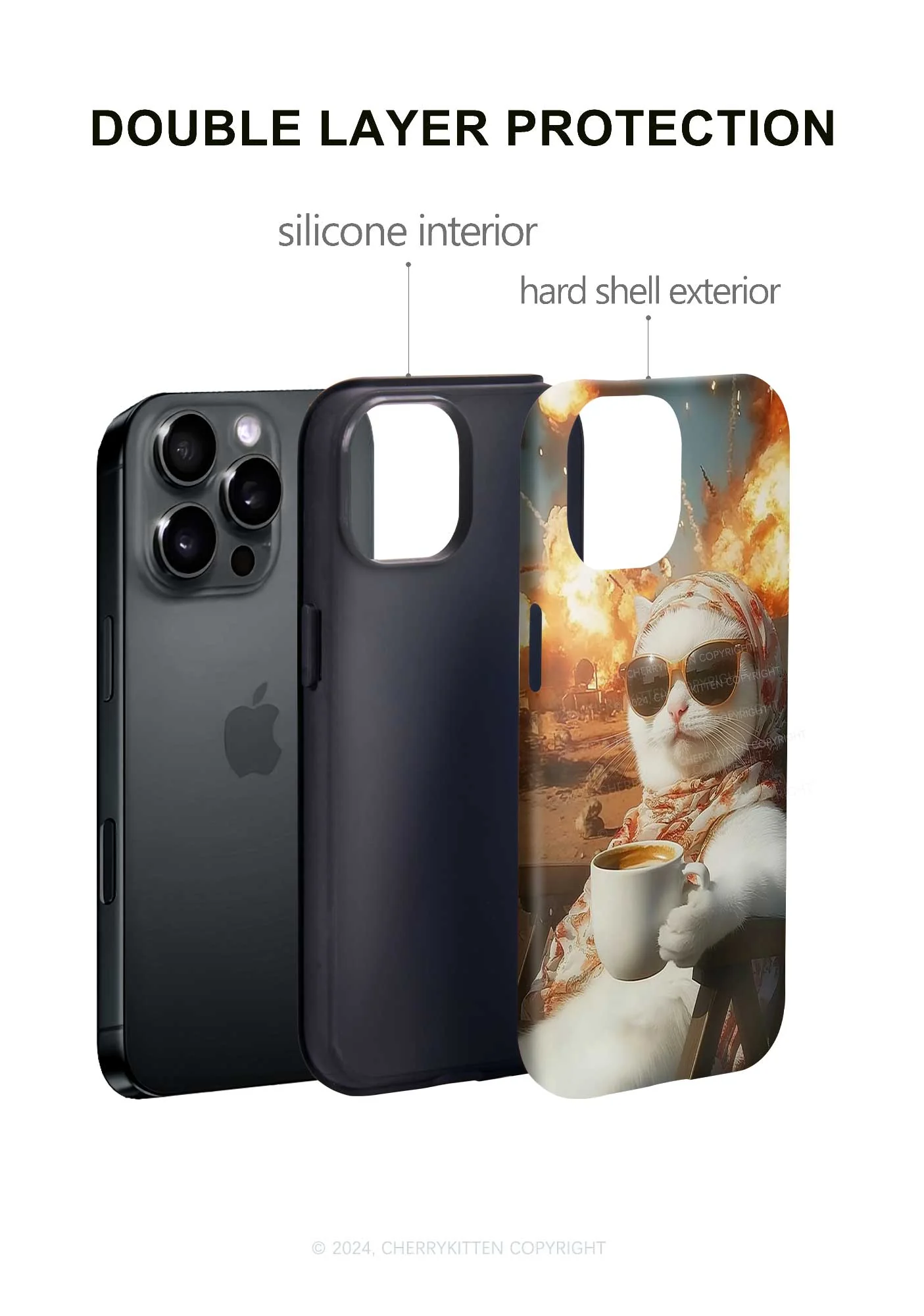 Cool Cat Enjoying Coffee Y2K Phone Case Cherrykitten - Image 4