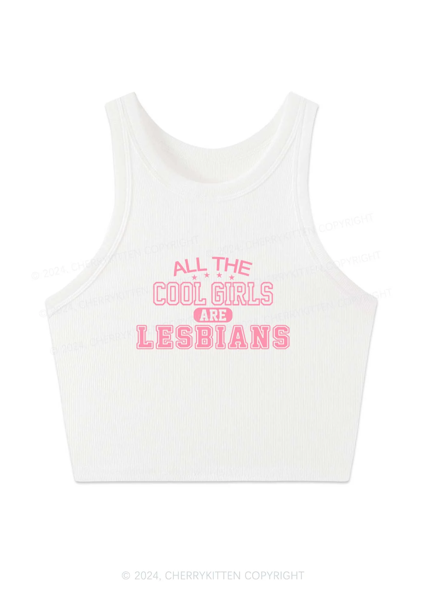 Cool Girls Are Lesbians Y2K Crop Tank Top Cherrykitten - Image 2