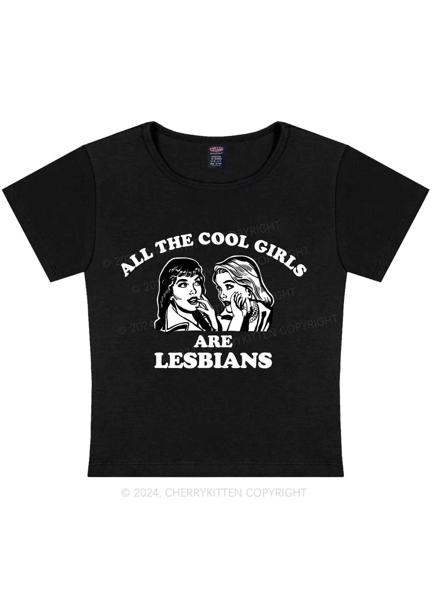 Cool Girls Lesbians Y2K Baby Tee Cherrykitten - Image 6