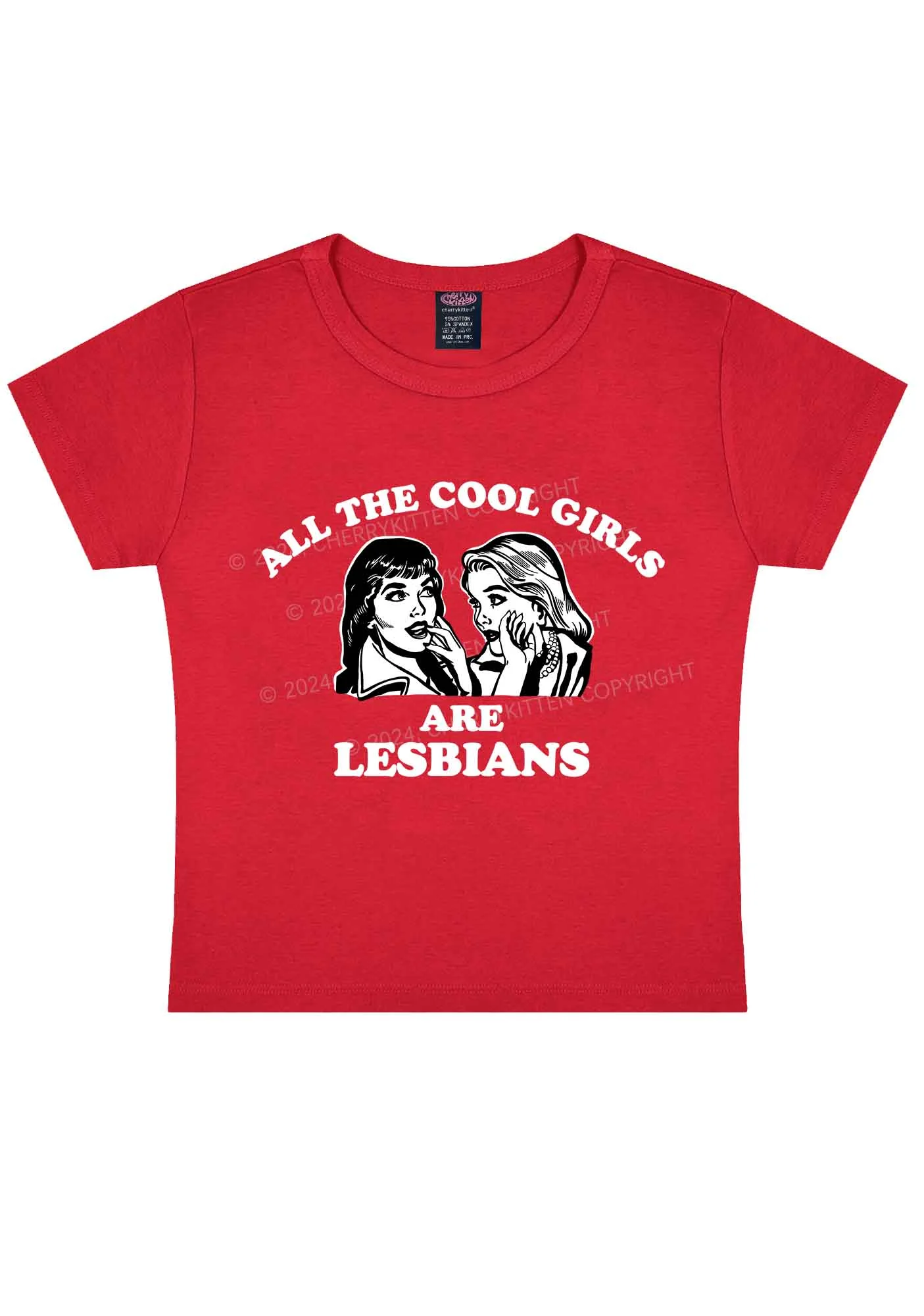 Cool Girls Lesbians Y2K Baby Tee Cherrykitten - Image 9