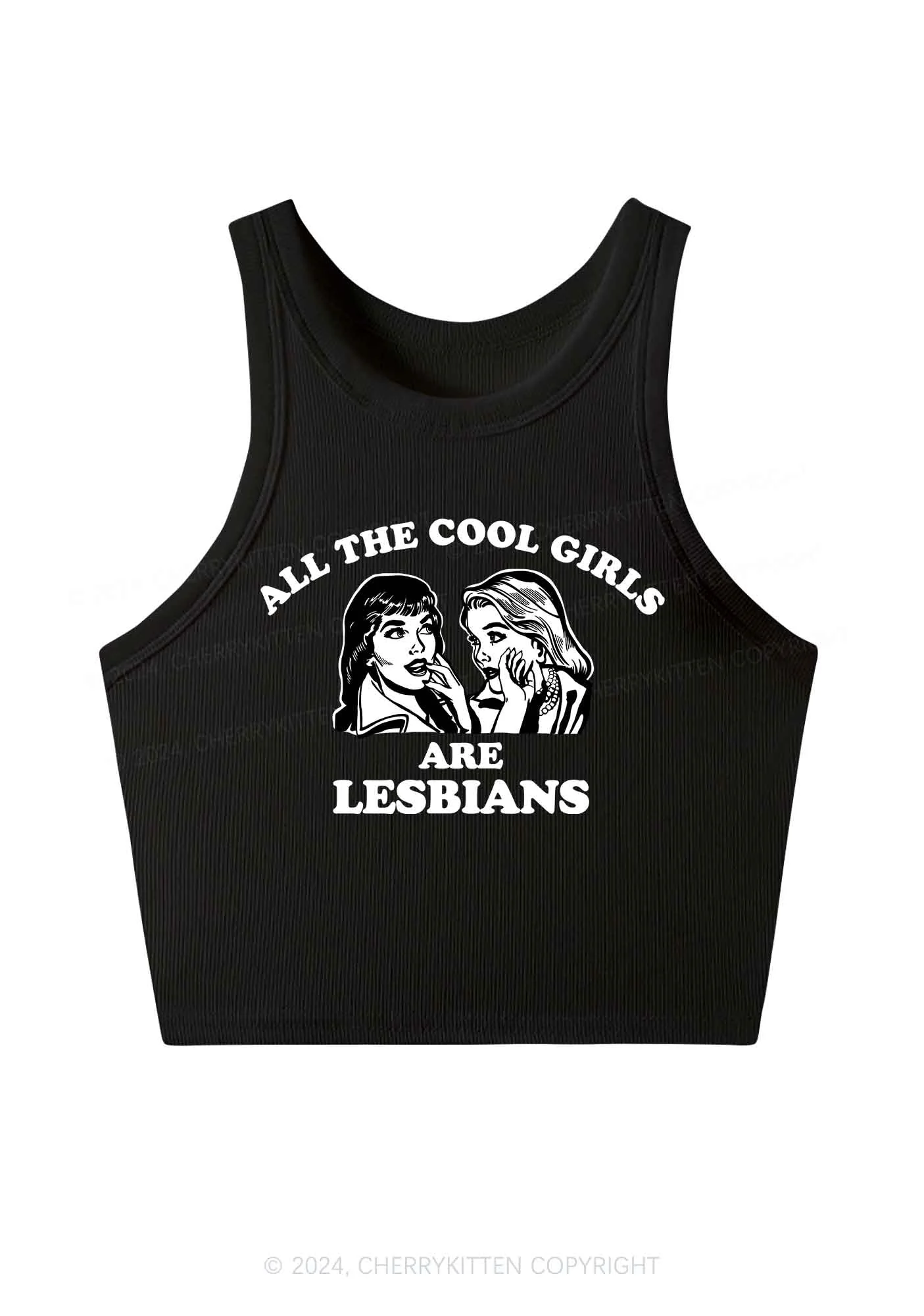 Cool Girls Lesbians Y2K Crop Tank Top Cherrykitten - Image 3