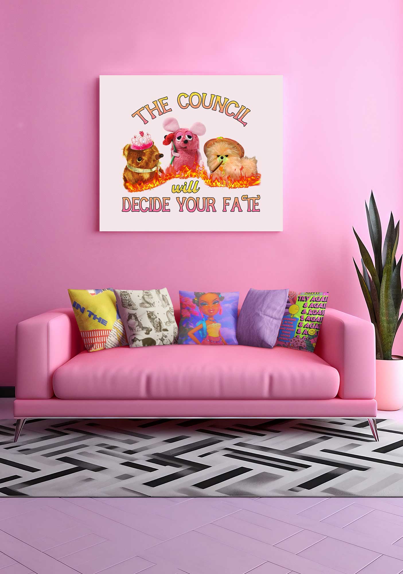 Council Decide Your Fate Y2K Canvas Wall Art Cherrykitten - Image 2