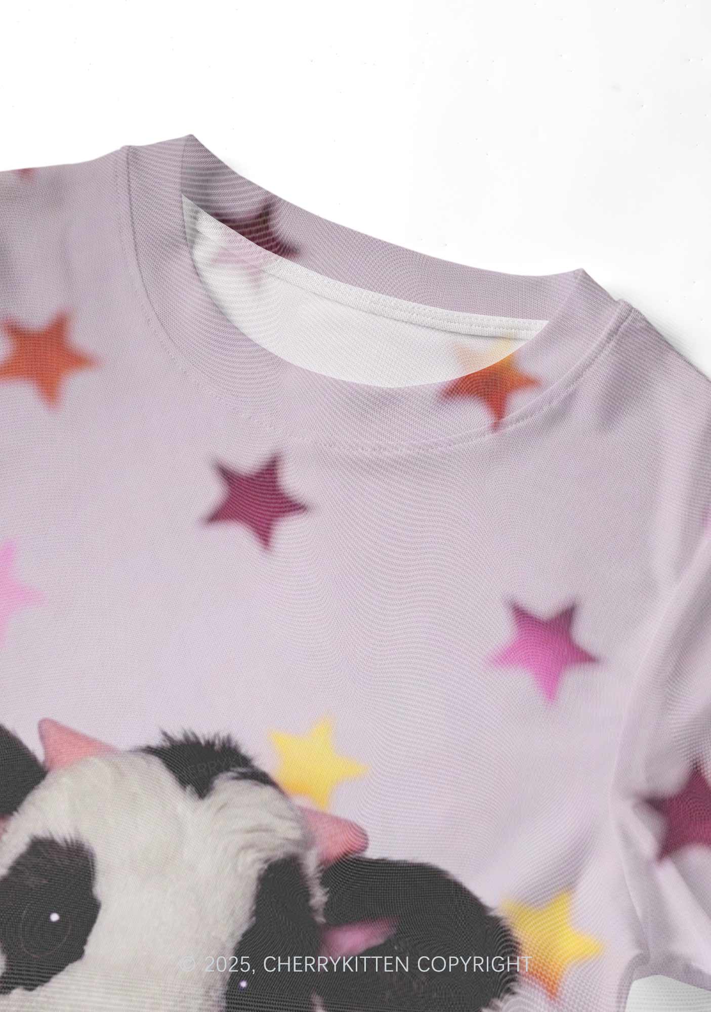 Cow Magic Stars Y2K Mesh Crop Top Cherrykitten - Image 4