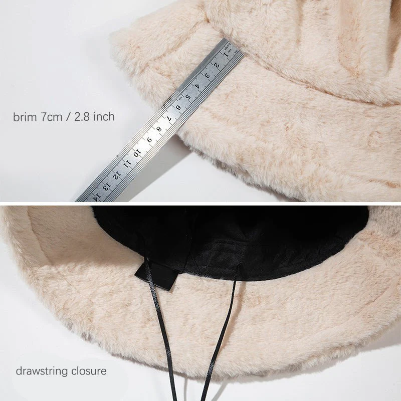 Cow Print Faux Wool Plush Bucket Hat - Image 4