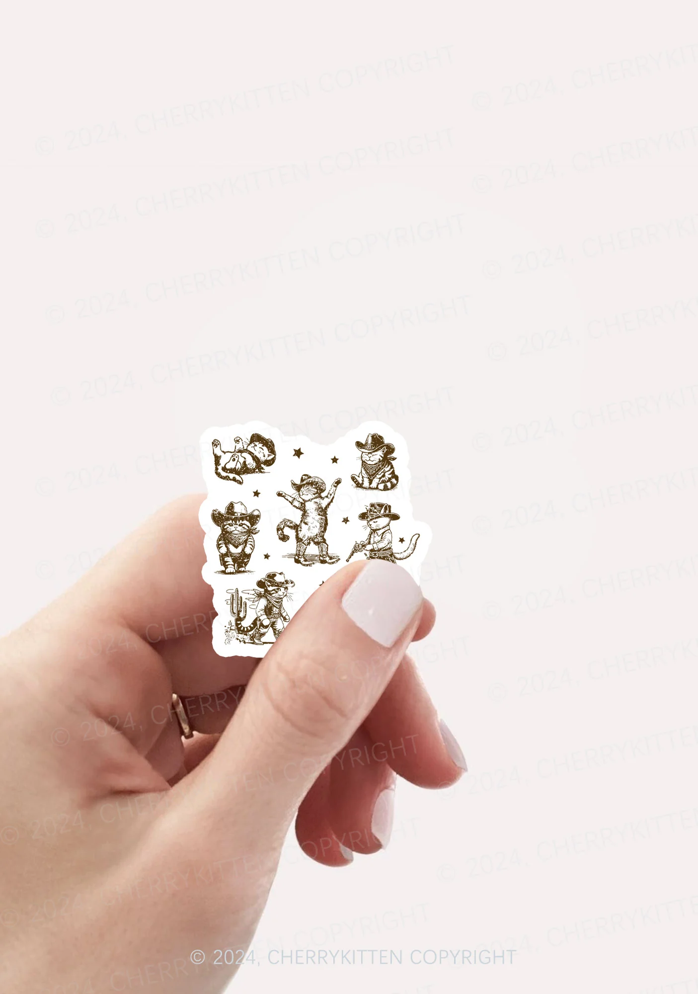Cowboy Cats 1Pc Y2K Sticker Cherrykitten - Image 2