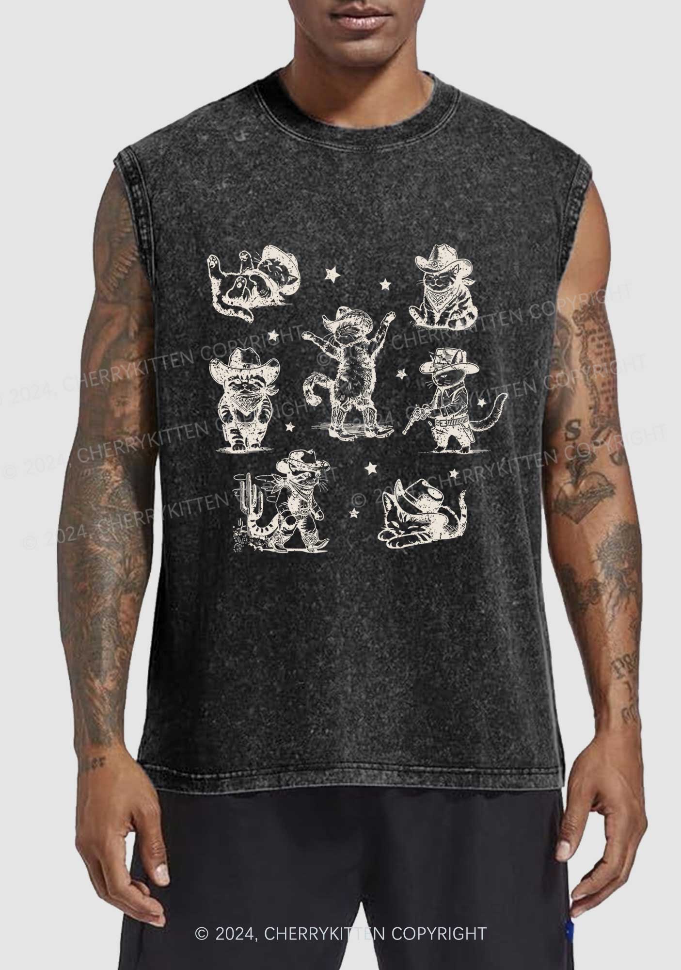 Cowboy Cats Y2K Washed Tank Cherrykitten - Image 2