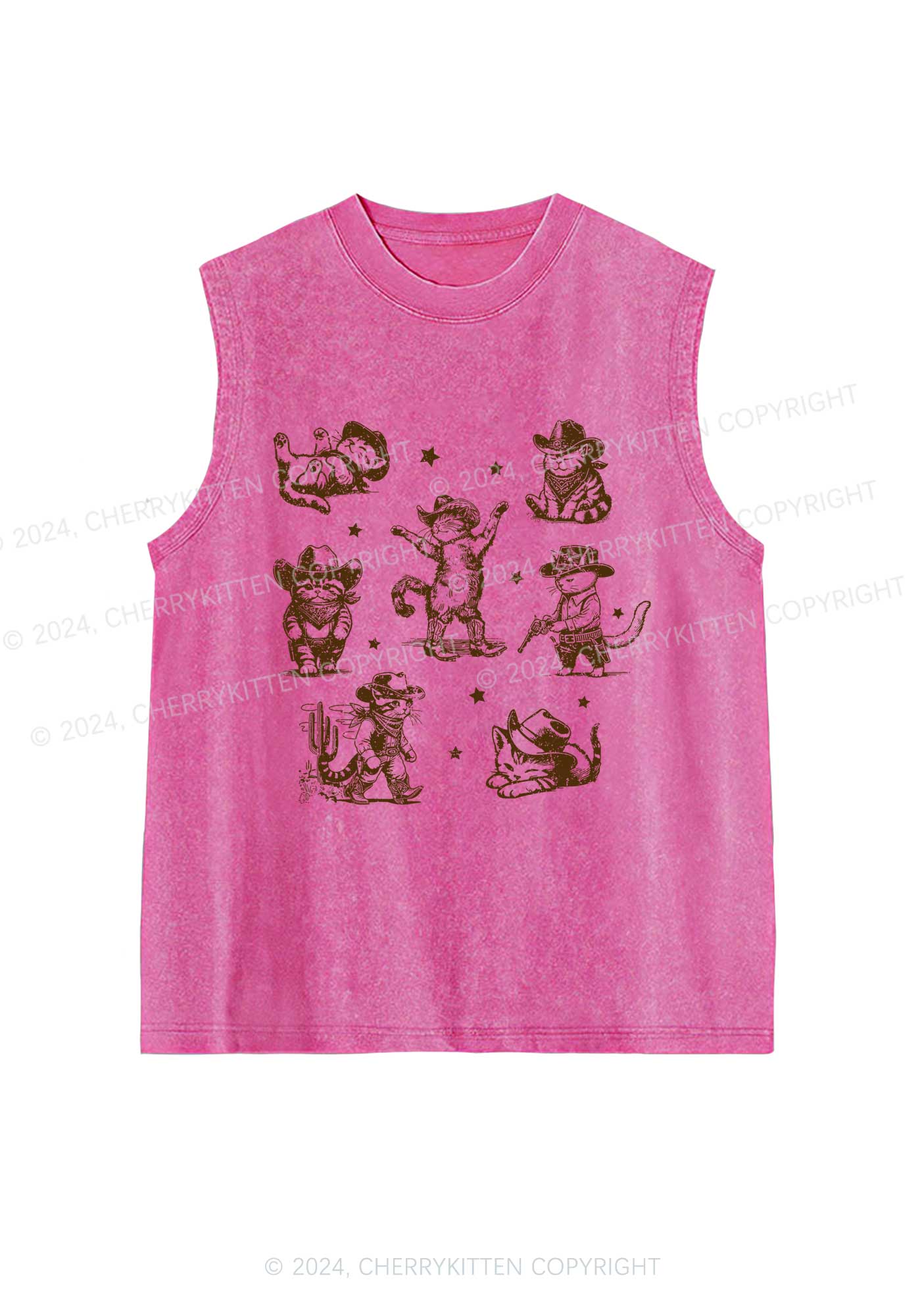 Cowboy Cats Y2K Washed Tank Cherrykitten - Image 3