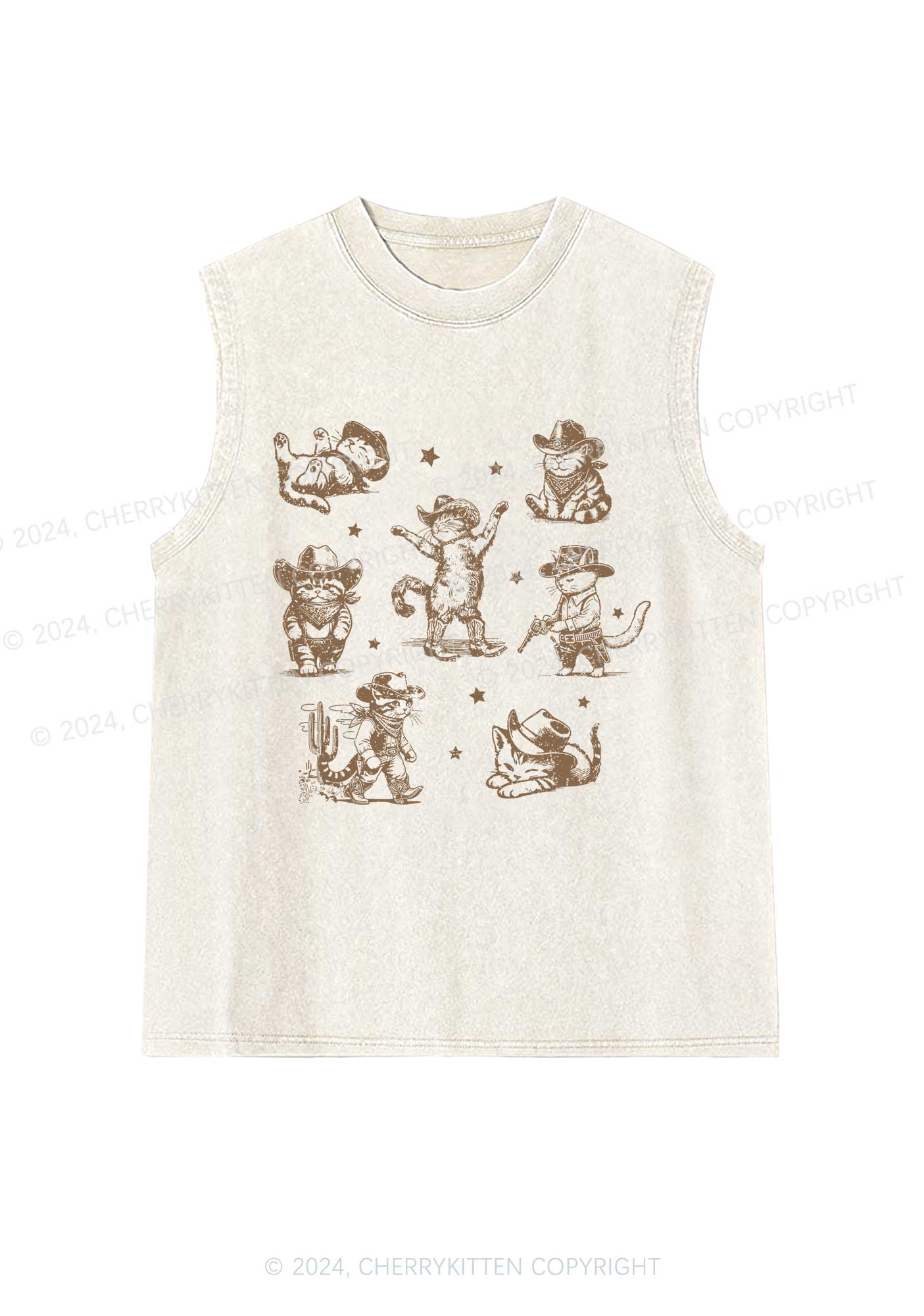 Cowboy Cats Y2K Washed Tank Cherrykitten - Image 4