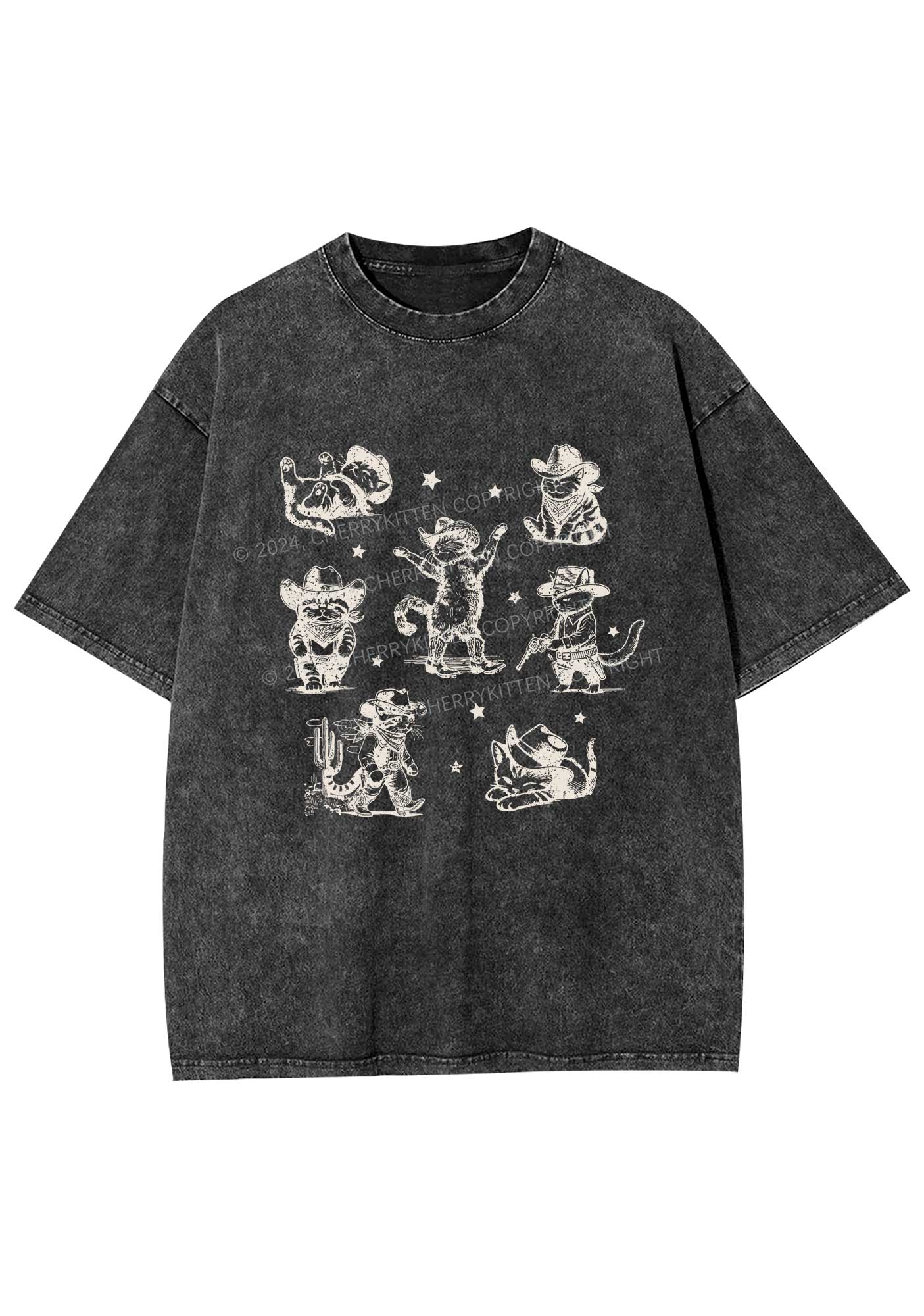Cowboy Cats Y2K Washed Tee Cherrykitten - Image 3