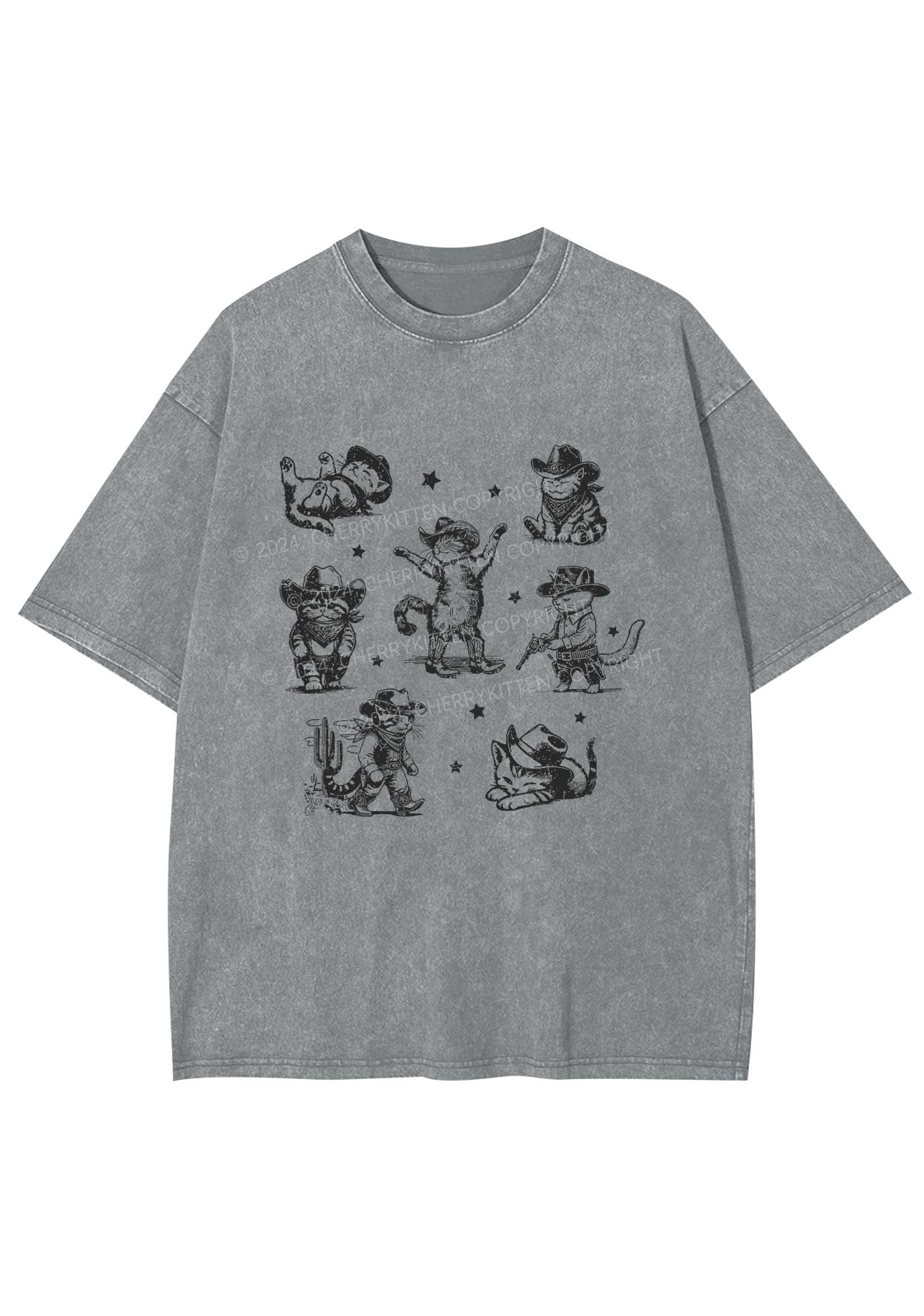 Cowboy Cats Y2K Washed Tee Cherrykitten - Image 6