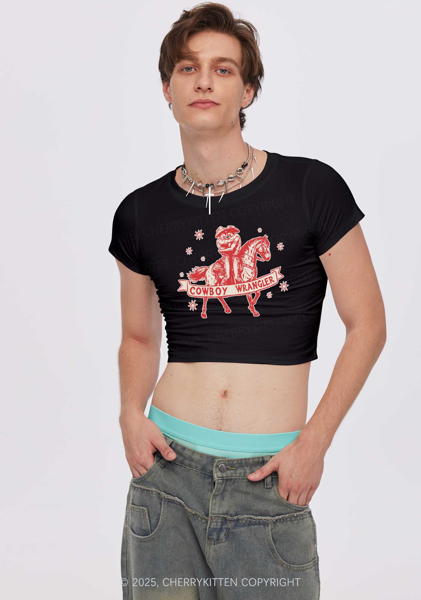 Cowboy Wrangler Pride Y2K Baby Tee Cherrykitten - Image 2